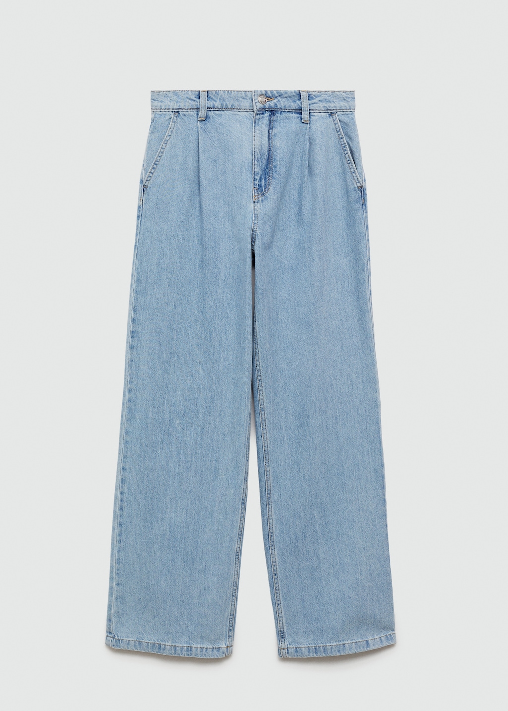 Wide-leg pleated jeans