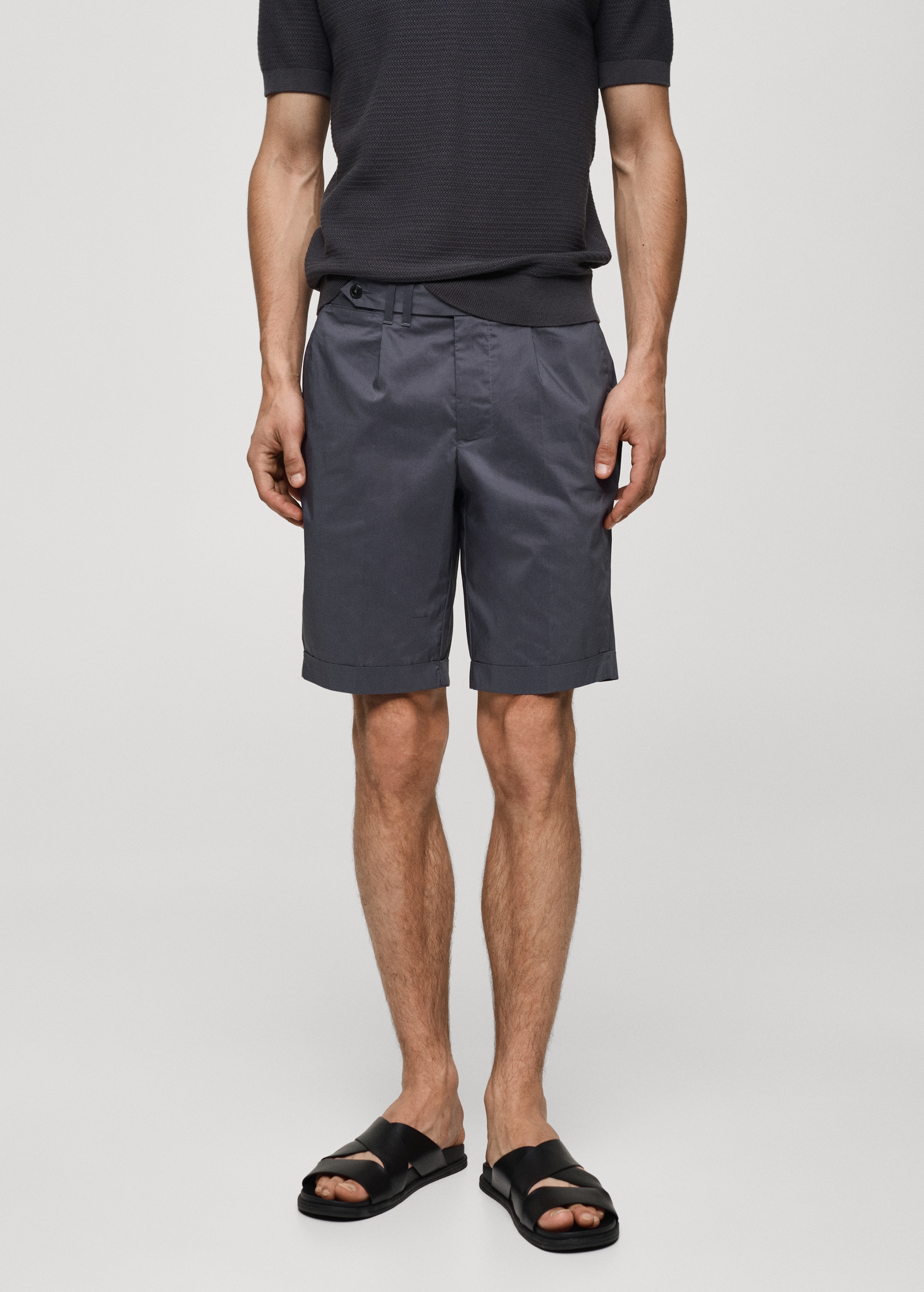 Cotton pleated Bermuda shorts - Medium plane