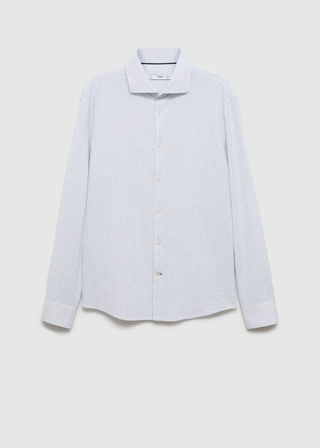 Regular-fit striped seersucker cotton shirt - Men | MANGO USA