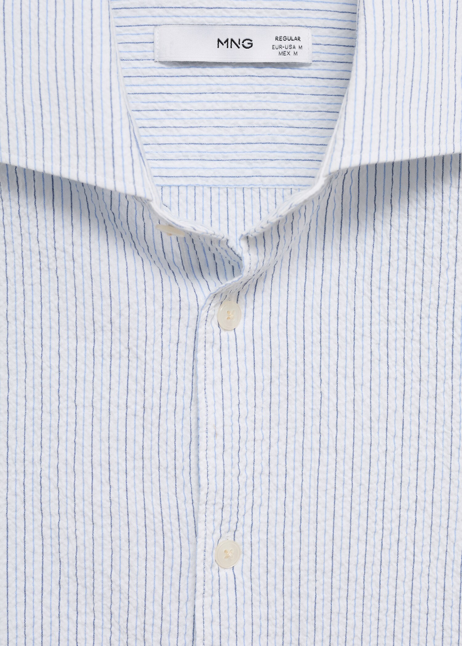 Gestreiftes Regular-Fit-Hemd aus Seersucker-Baumwolle - Detail des Artikels 8