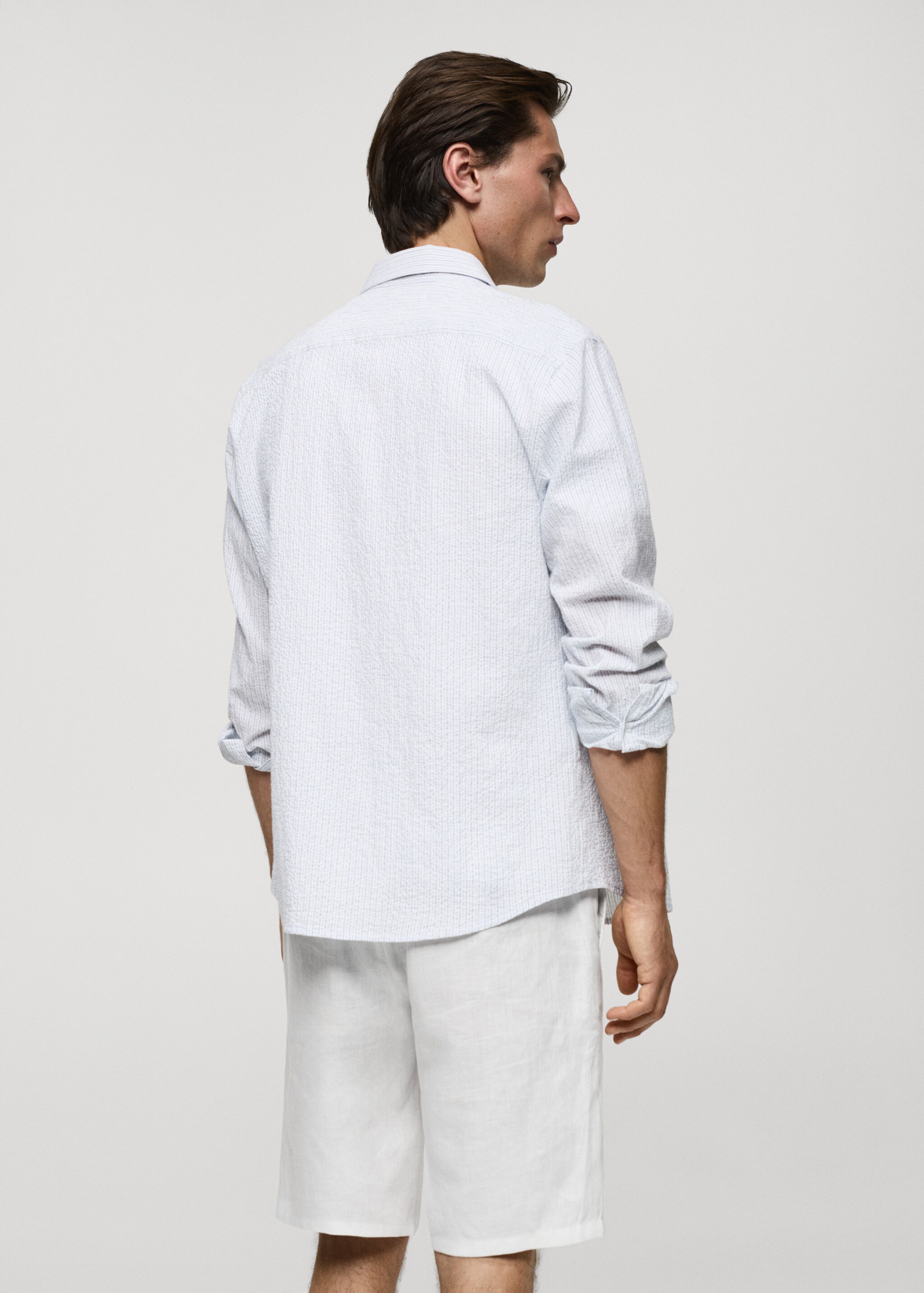 Camisa regular fit algodón seersucker rayas - Reverso del artículo