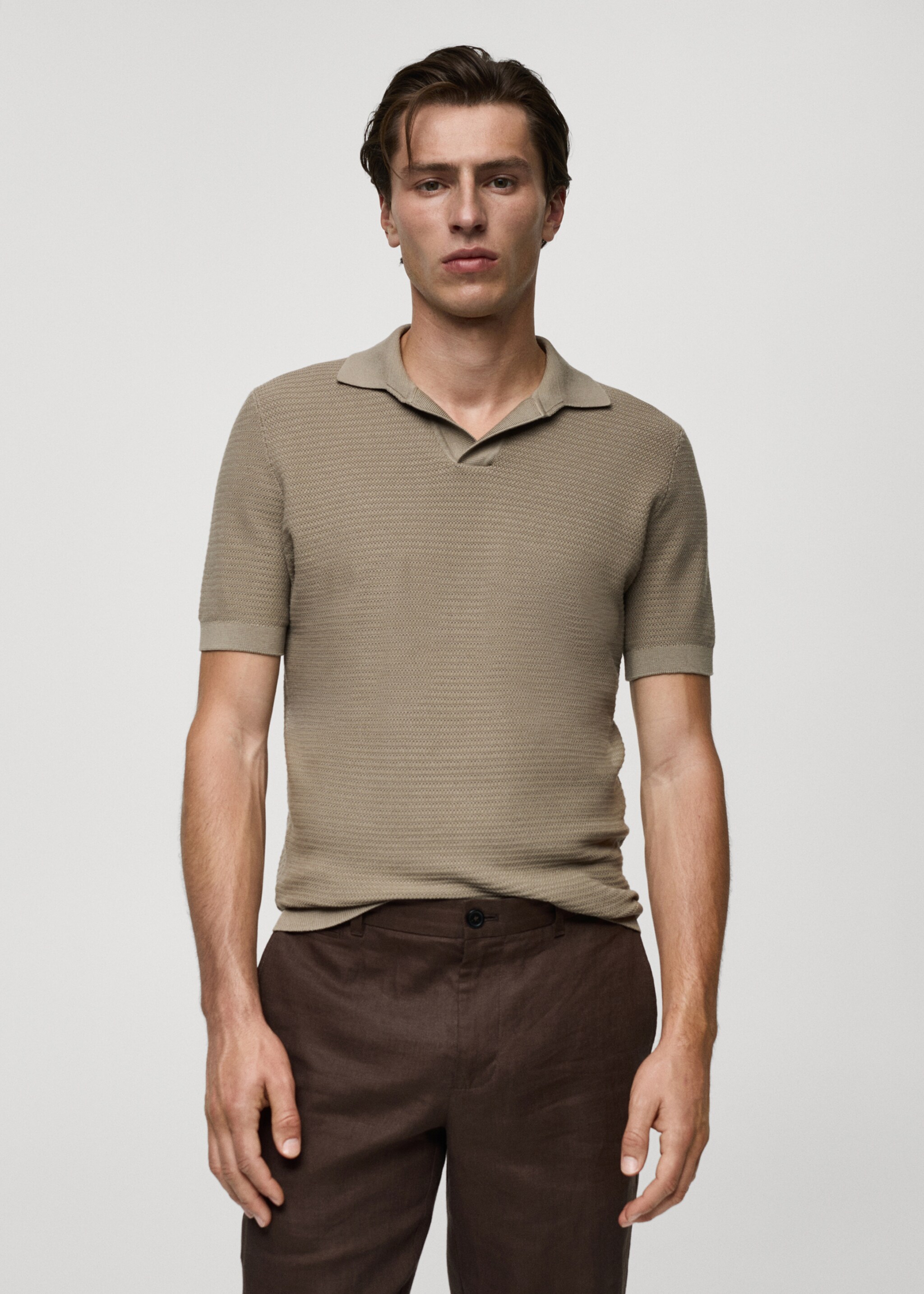 Polo coton Tencel maille torsadée - Plan moyen