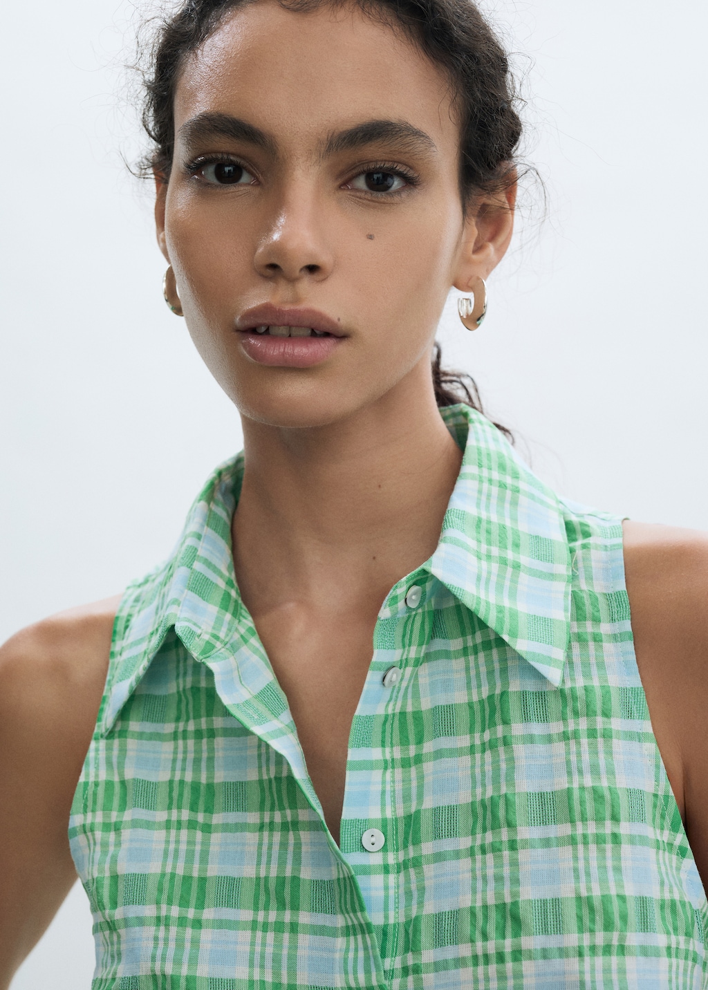 Camisa cuadros sin mangas Mujer MANGO Espana Peninsula y Baleares
