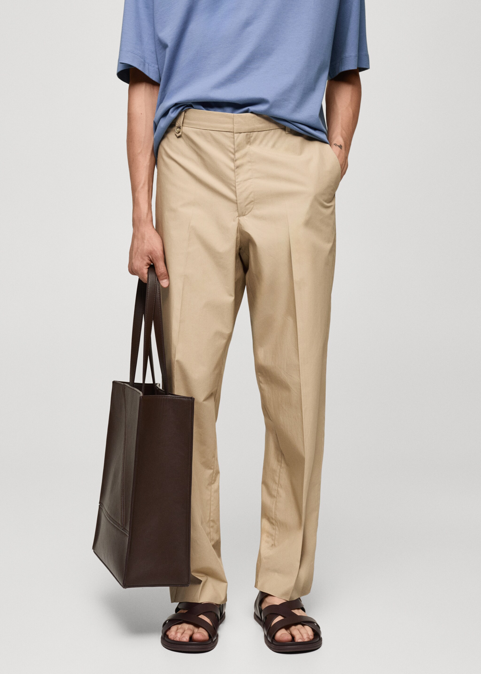 Regular-fit 100% cotton trousers - Medium plane