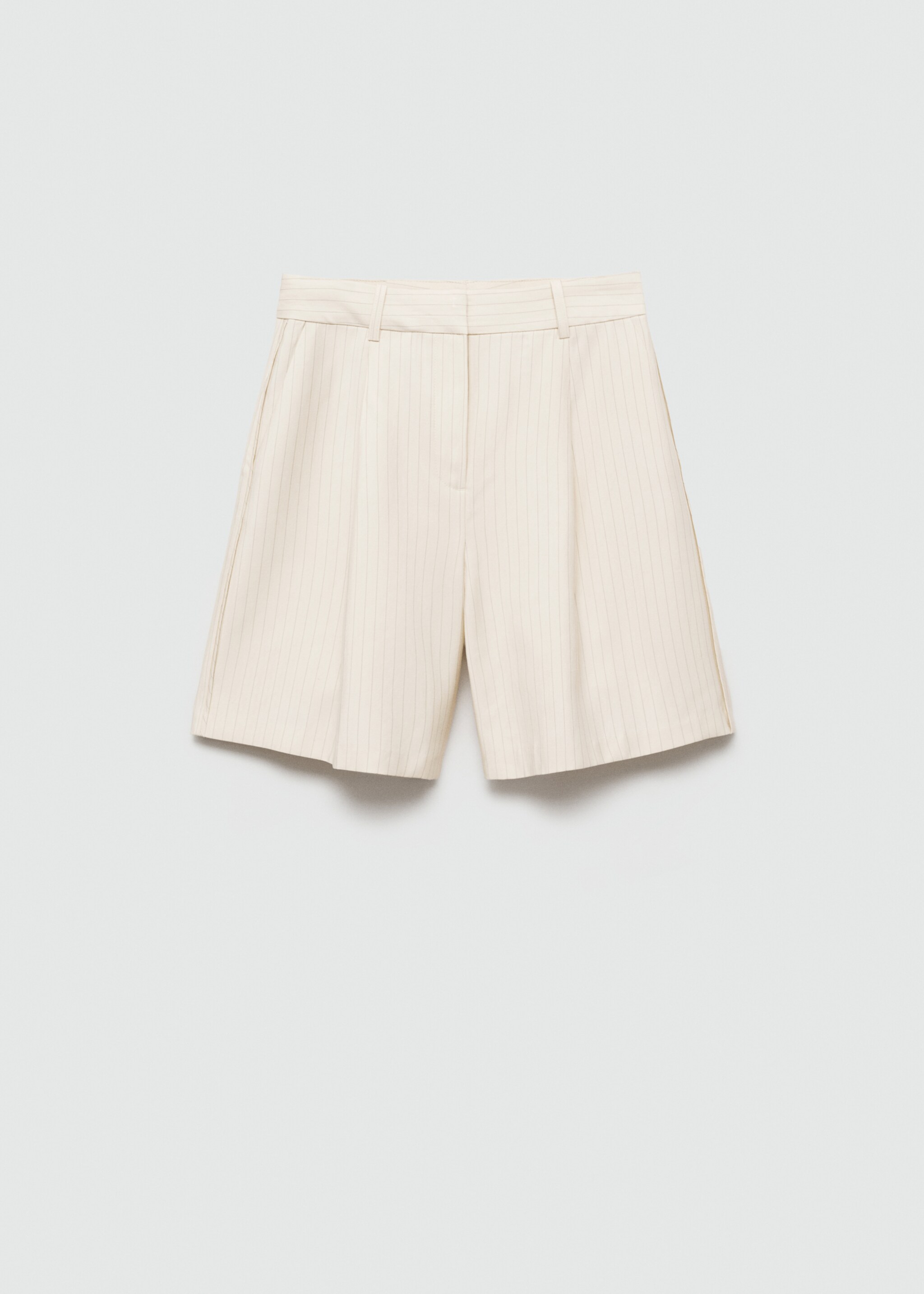 Straight-fit striped bermuda shorts - Изделие без модели, Экрю. Ref: 77063264-00.