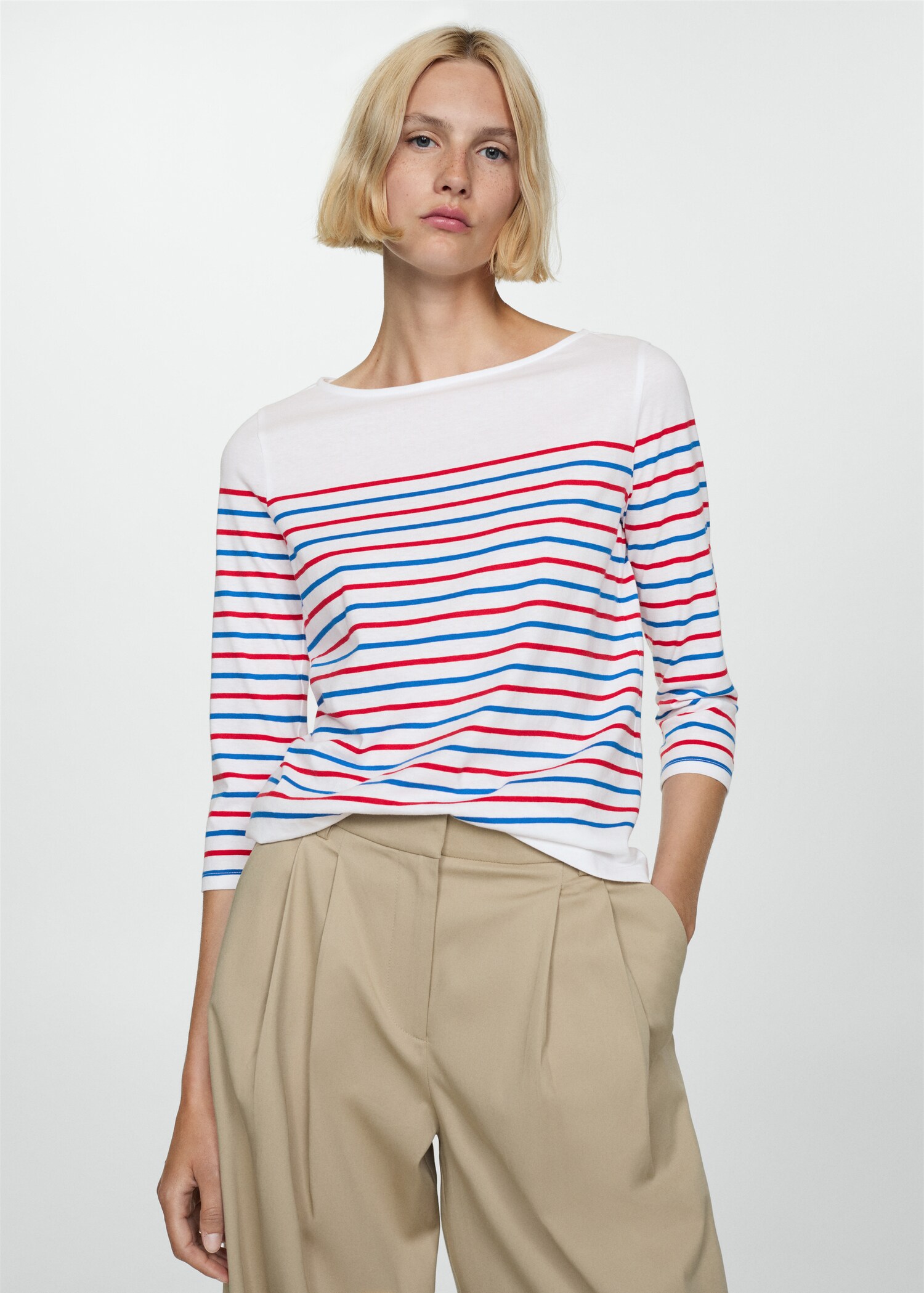 Striped boat-neck t-shirt - Medium plane