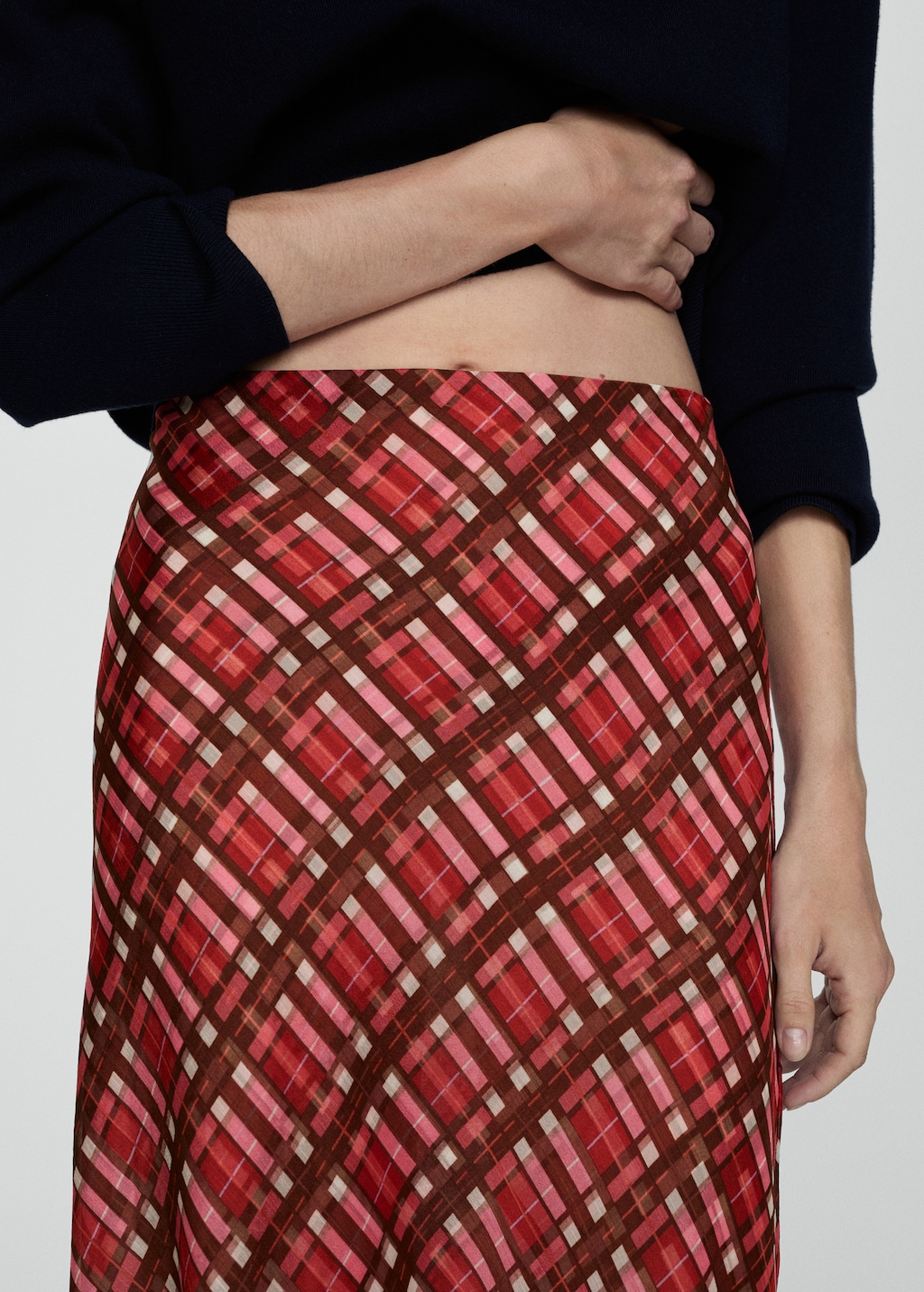 Checked long skirt