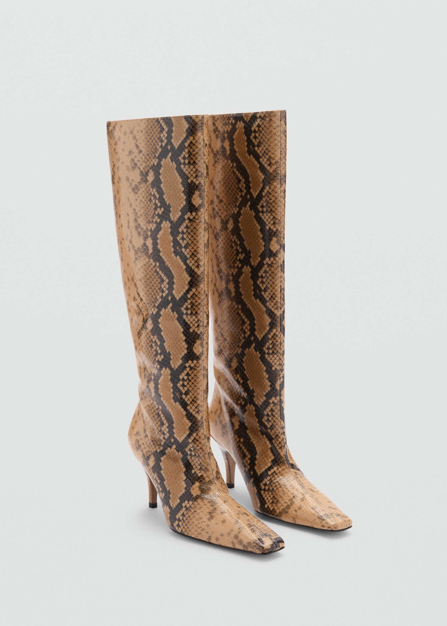 Bottes hautes cuir en imprimé serpent - Plan moyen
