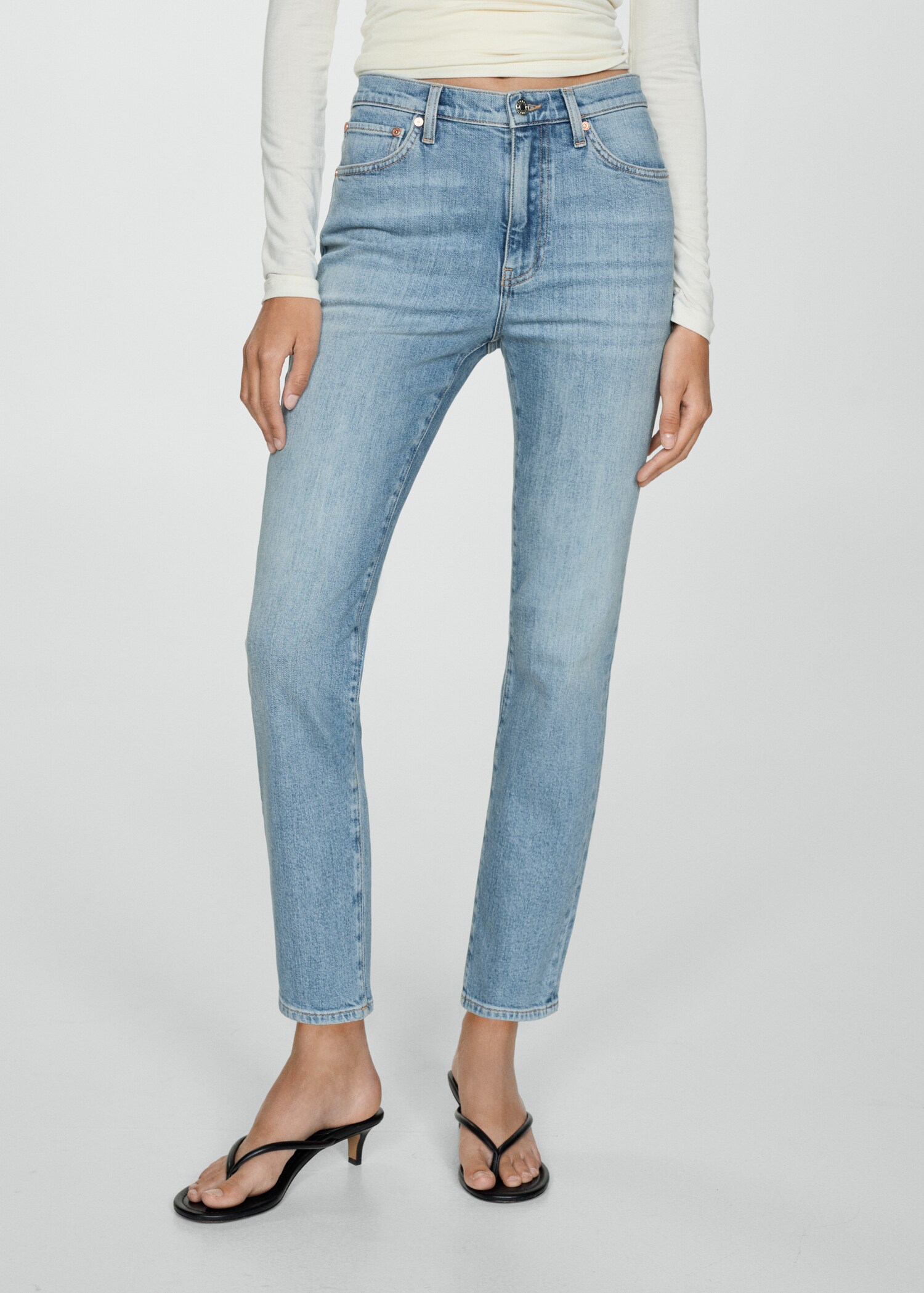 Claudia slim-fit cropped jeans - Medium plane