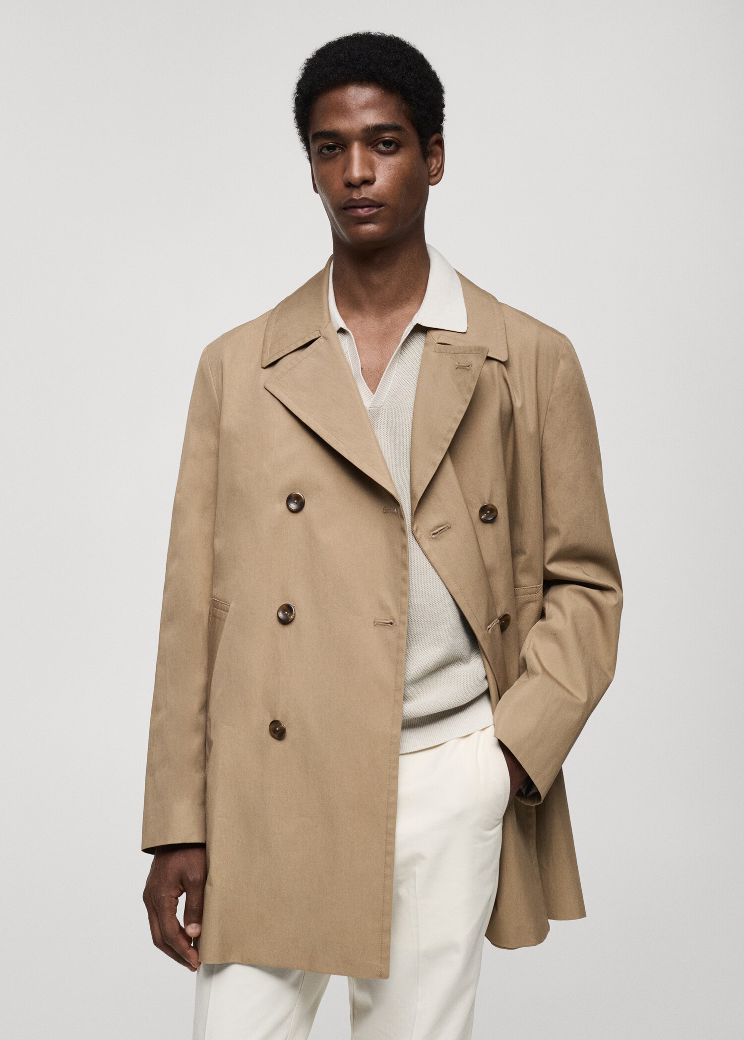 Short cotton trench coat - Средний план