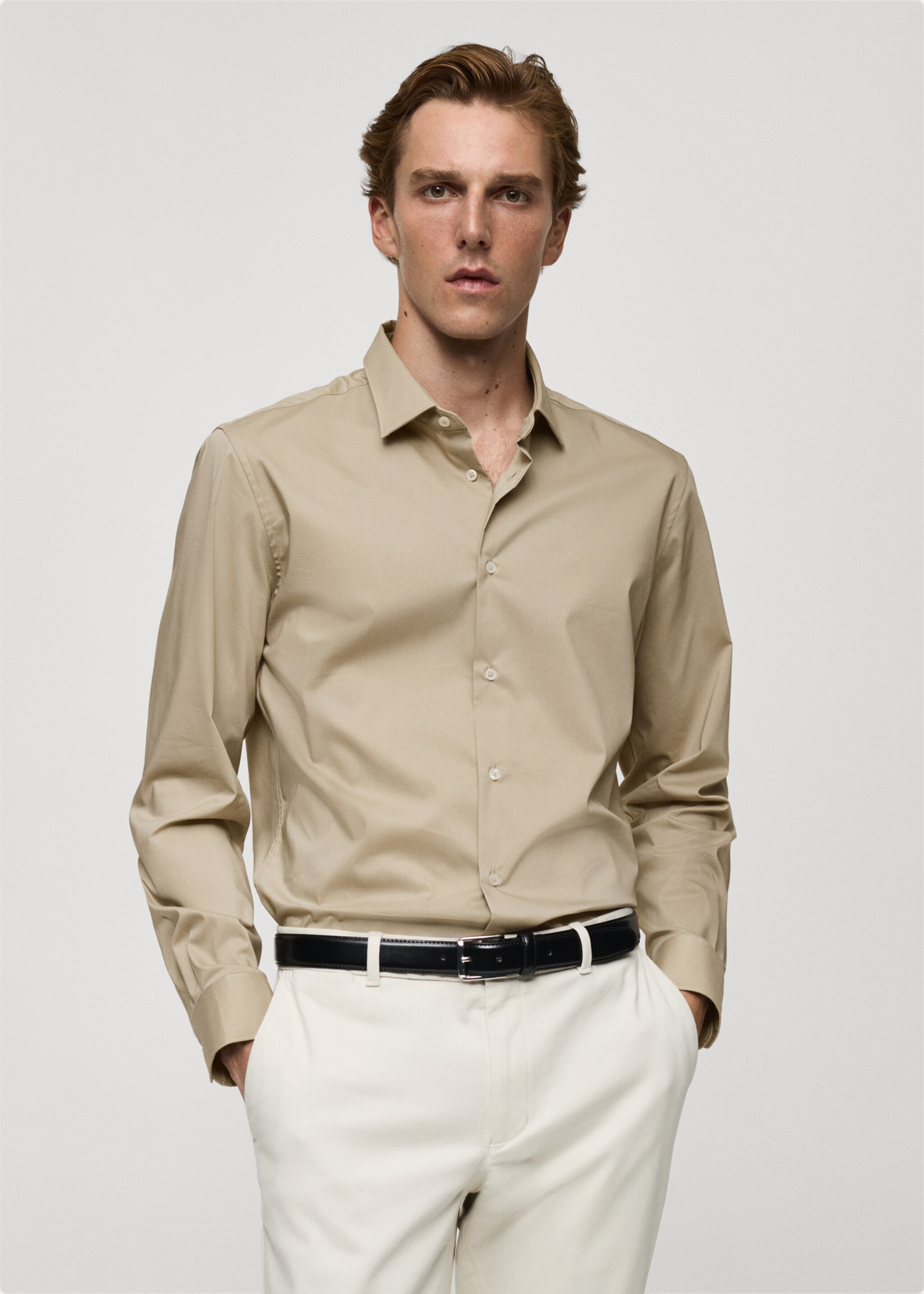 Regular-fit stretch cotton shirt - Medium plane