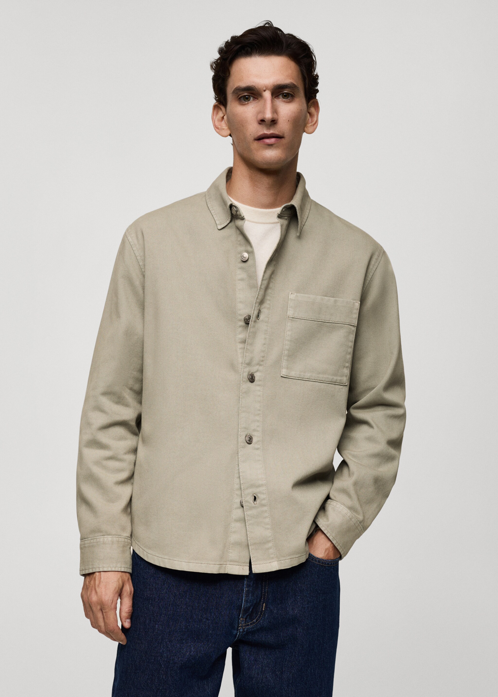 Pocket denim overshirt - Medium plane