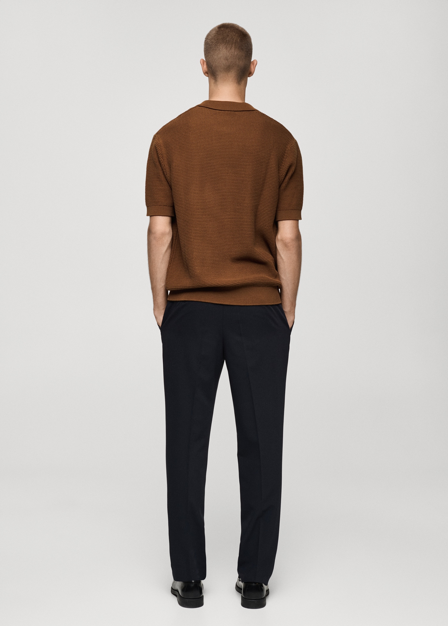 Medium-knit cotton structure polo - Reverse of the article