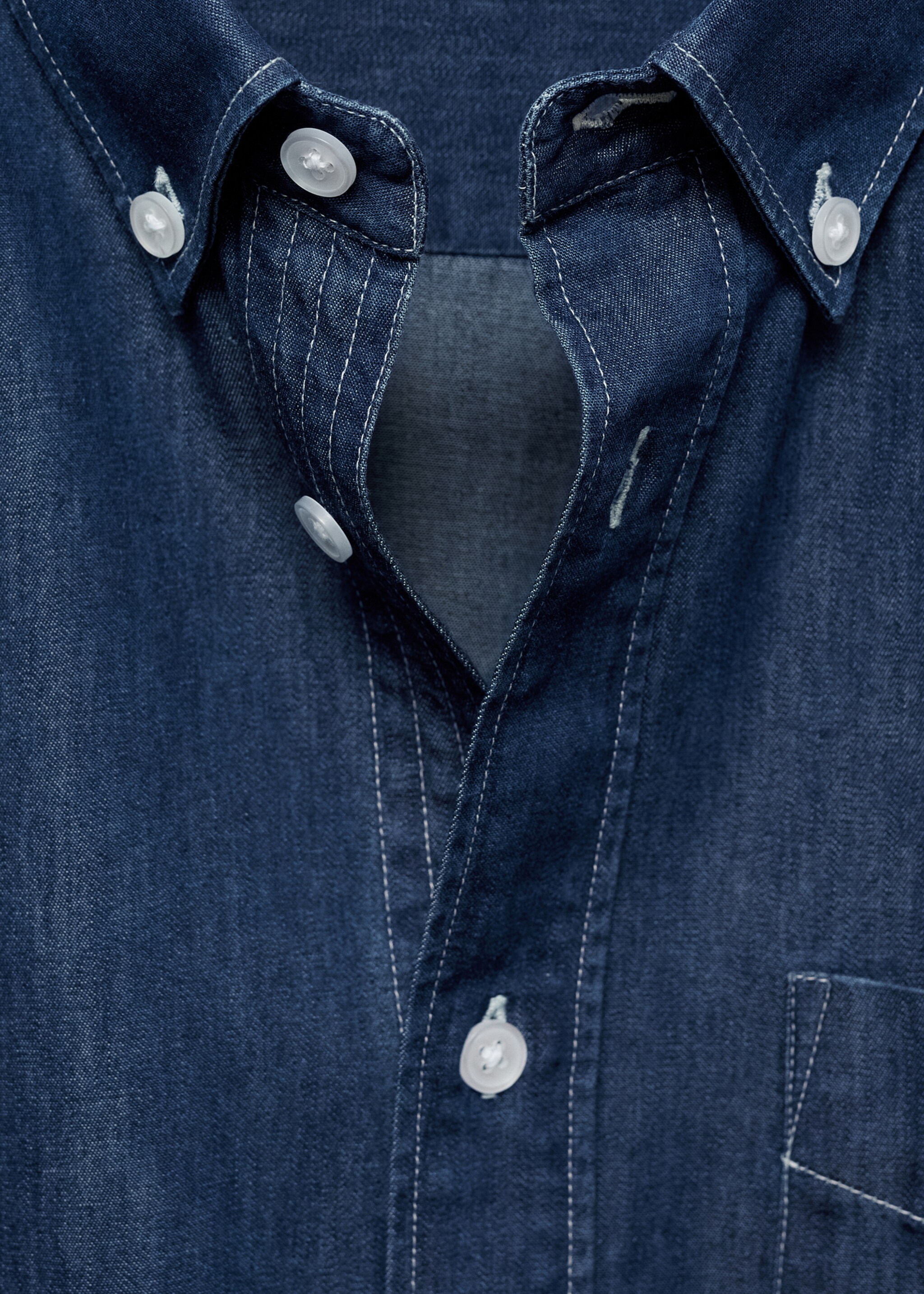 Regular-fit chambray cotton shirt - Details of the article 8