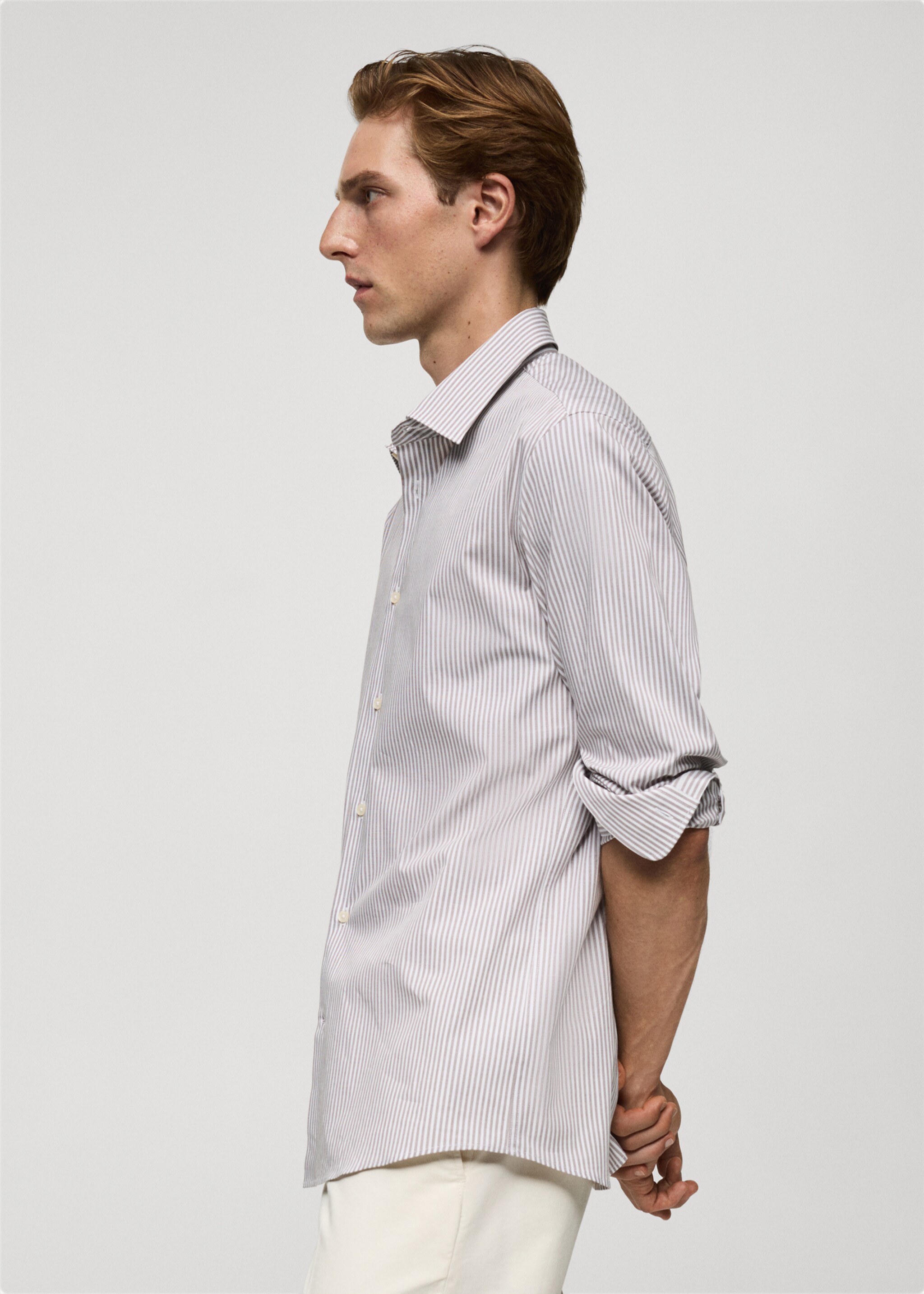 Slim fit fine-striped cotton shirt - Details of the article 2