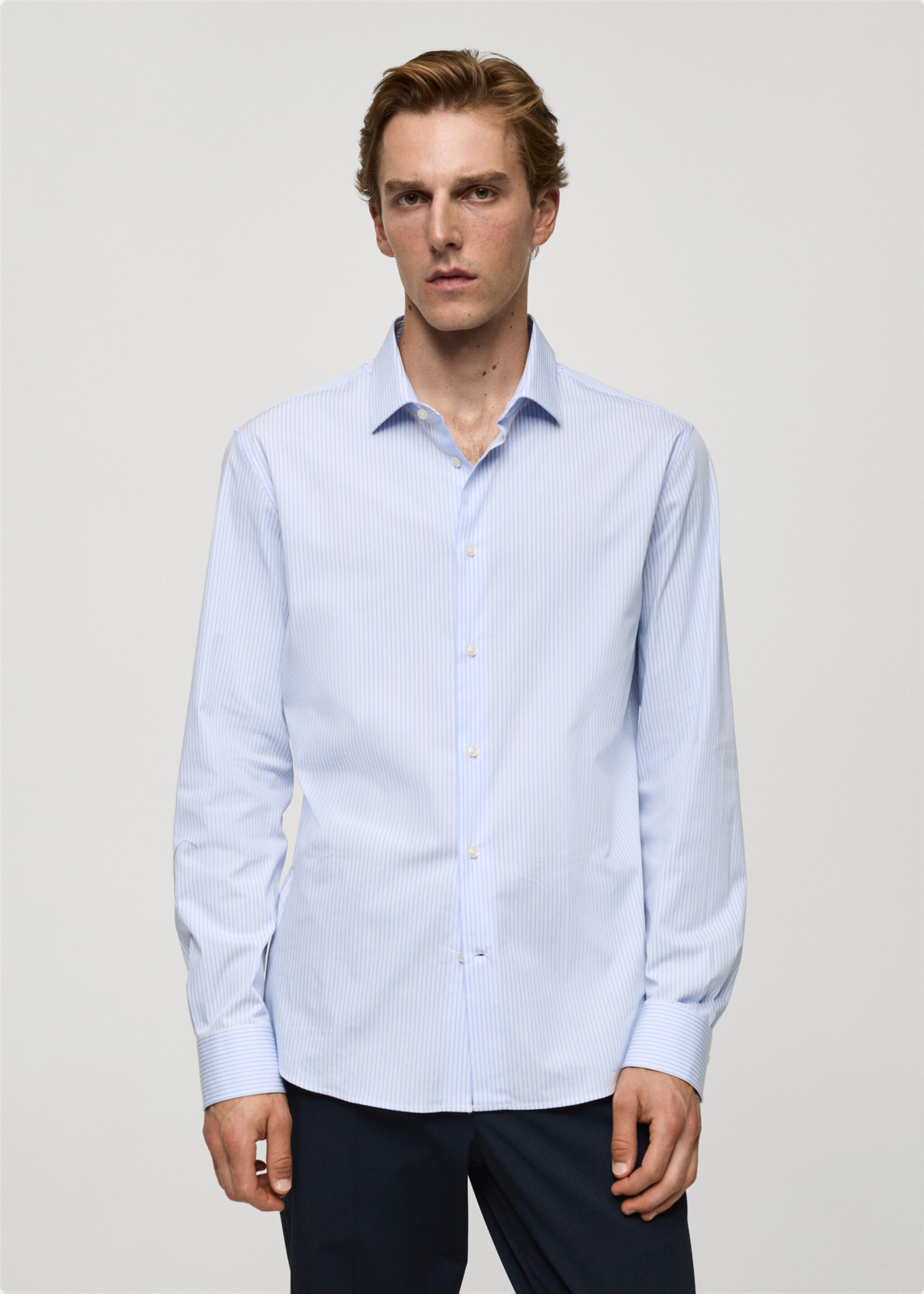 Slim fit fine-striped cotton shirt - Medium plane