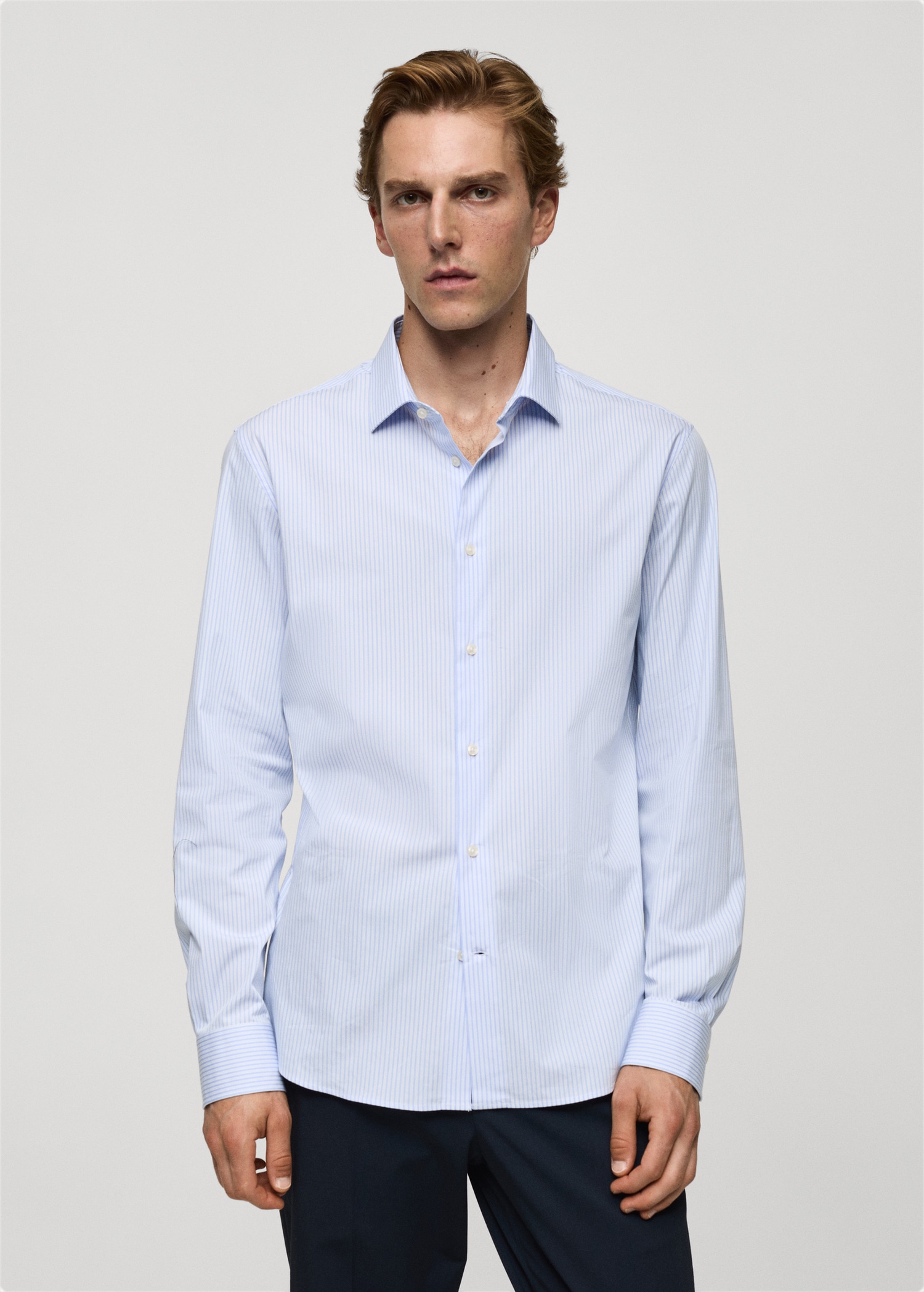Slim fit fine-striped cotton shirt - Medium plane