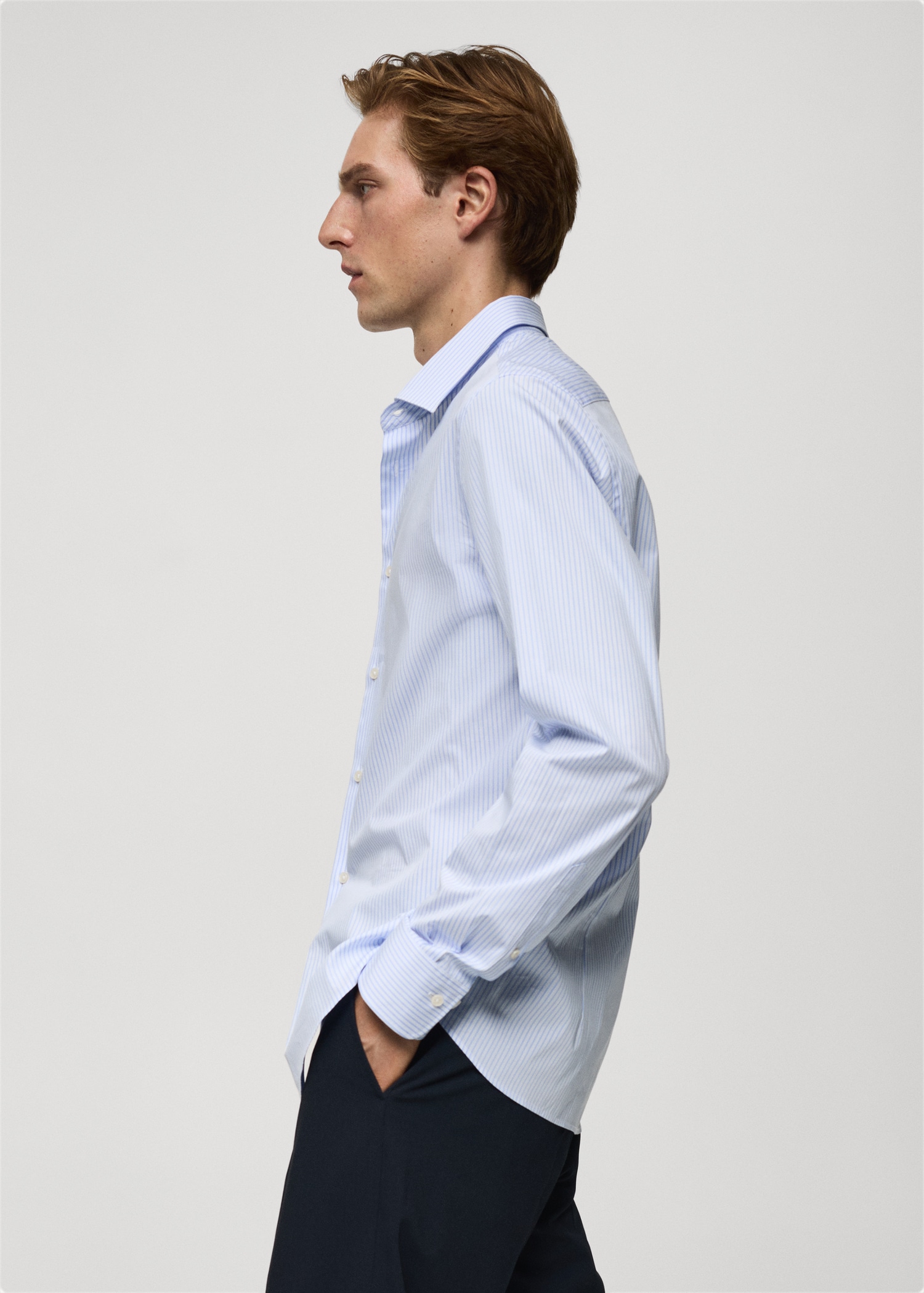 Slim fit fine-striped cotton shirt - Details of the article 2