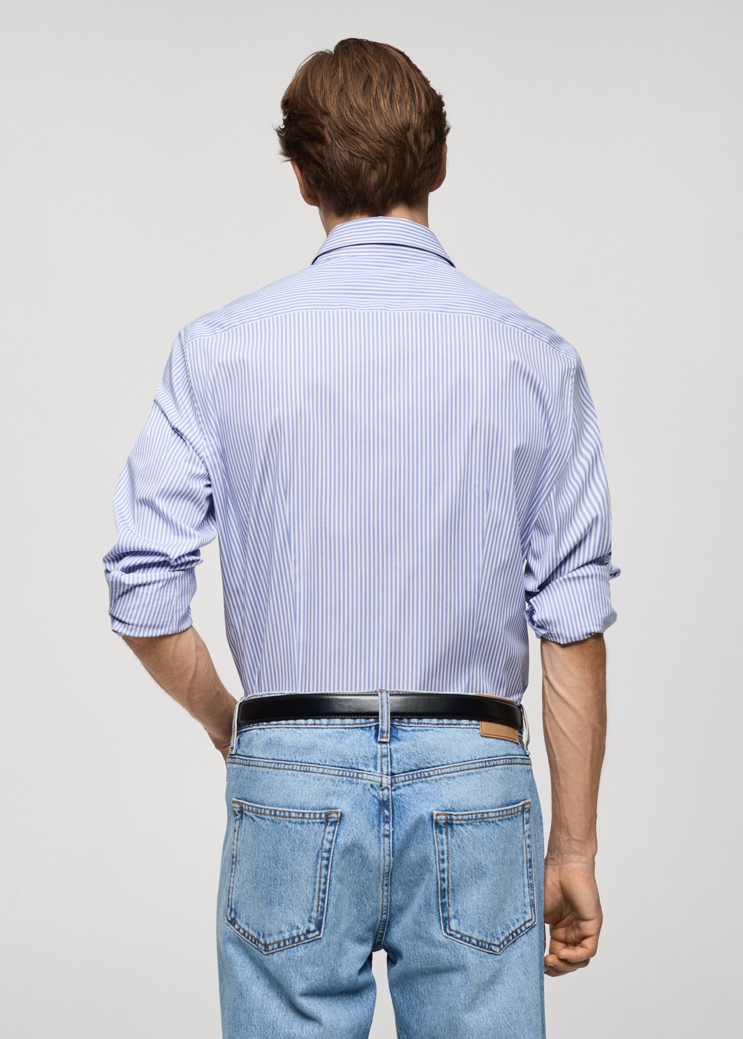 Slim fit fine-striped cotton shirt - Reverse of the article
