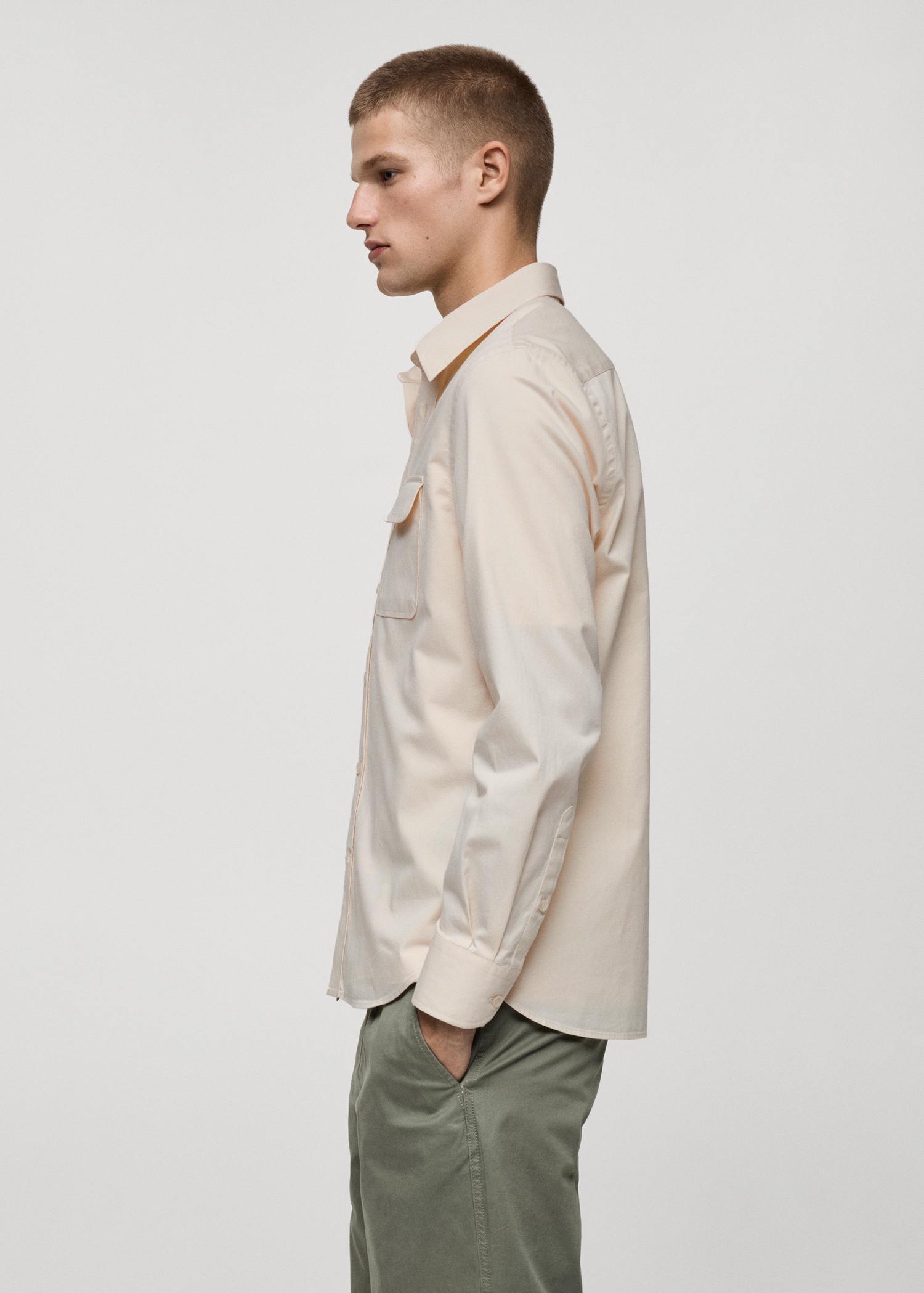 Twill cotton overshirt with pockets - Деталь изделия 2