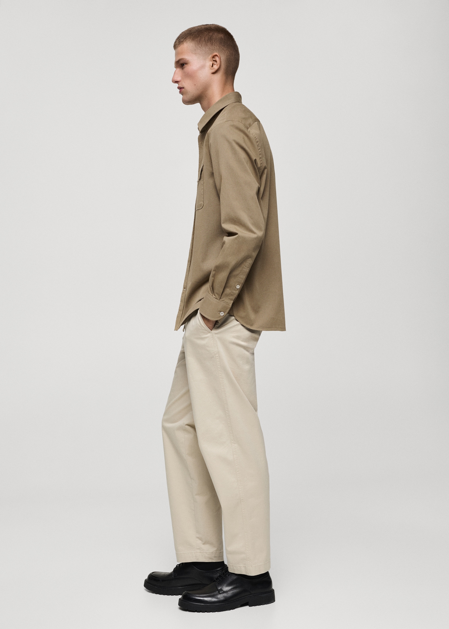 Twill cotton overshirt with pockets - Details of the article 2