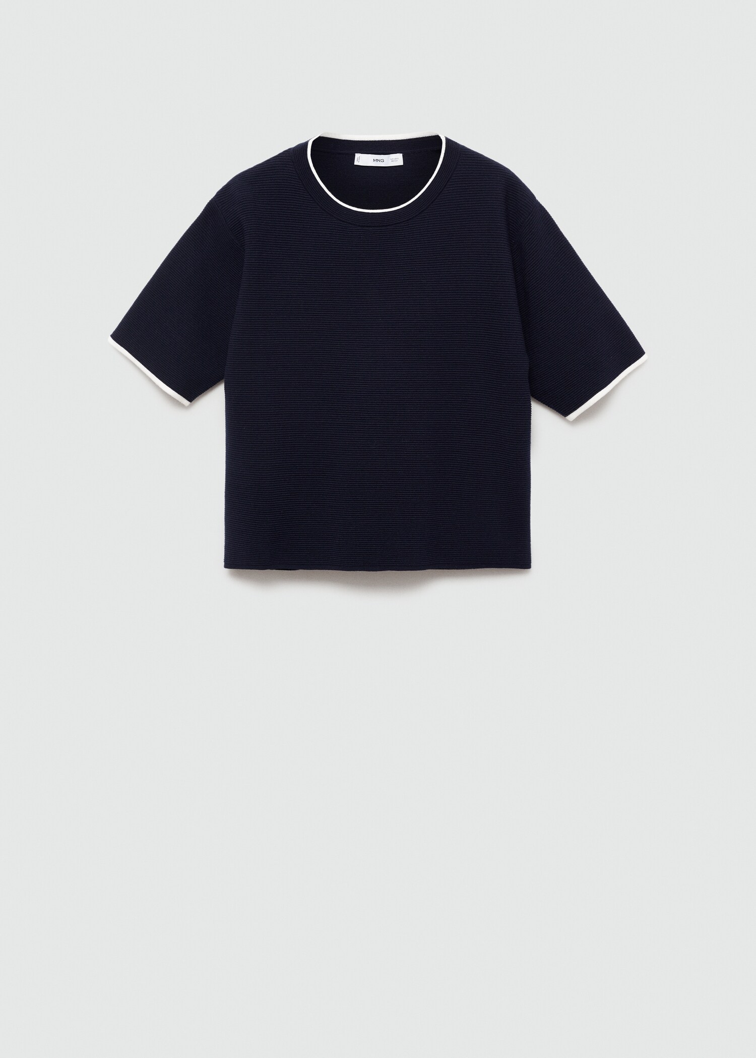 Kurzarm-Pullover mit Kontrastborten - Damen | MANGO Deutschland