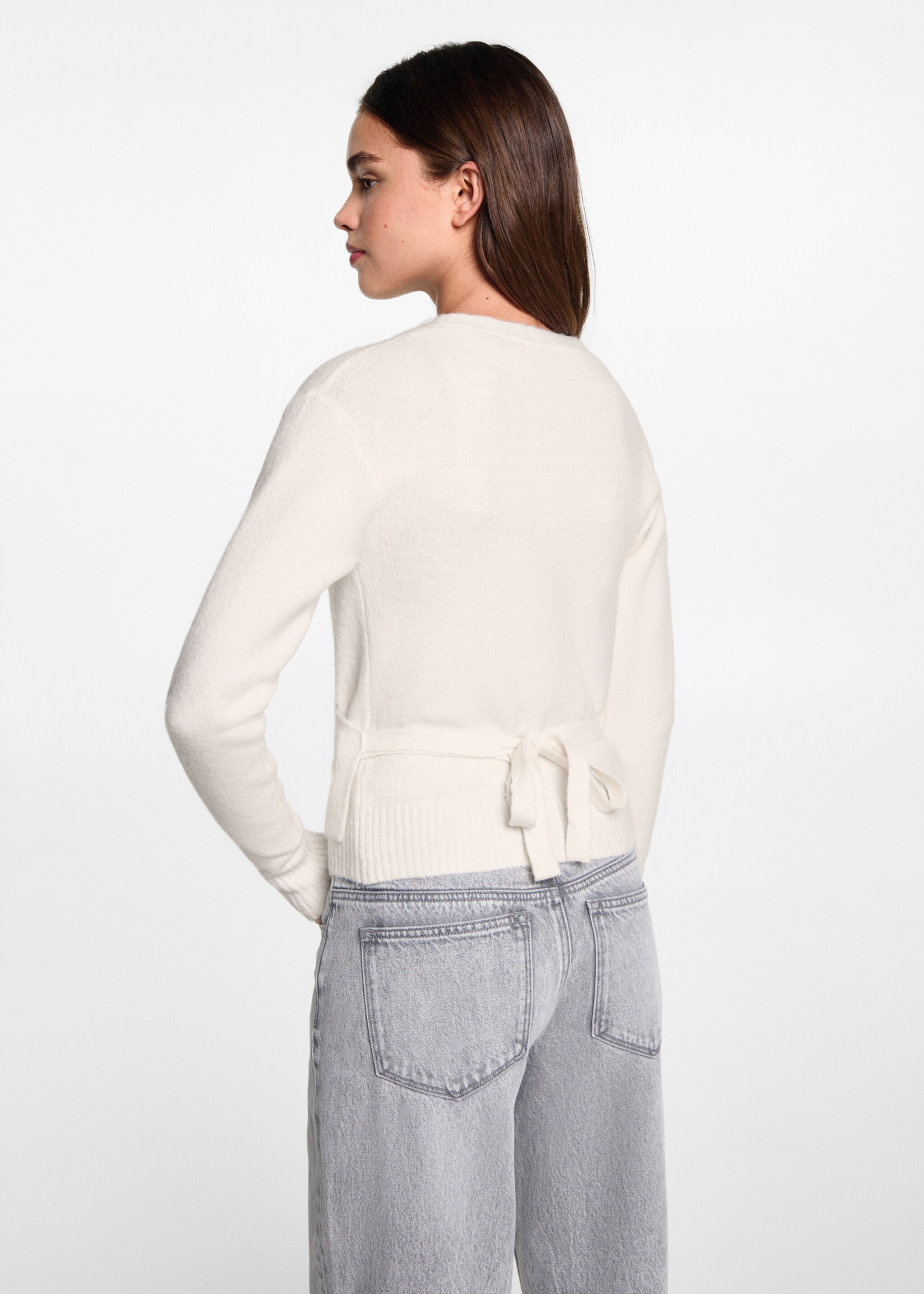 Cárdigan lazo cruzado - Reverso del artículo, Crudo. Ref: 77064782-00.