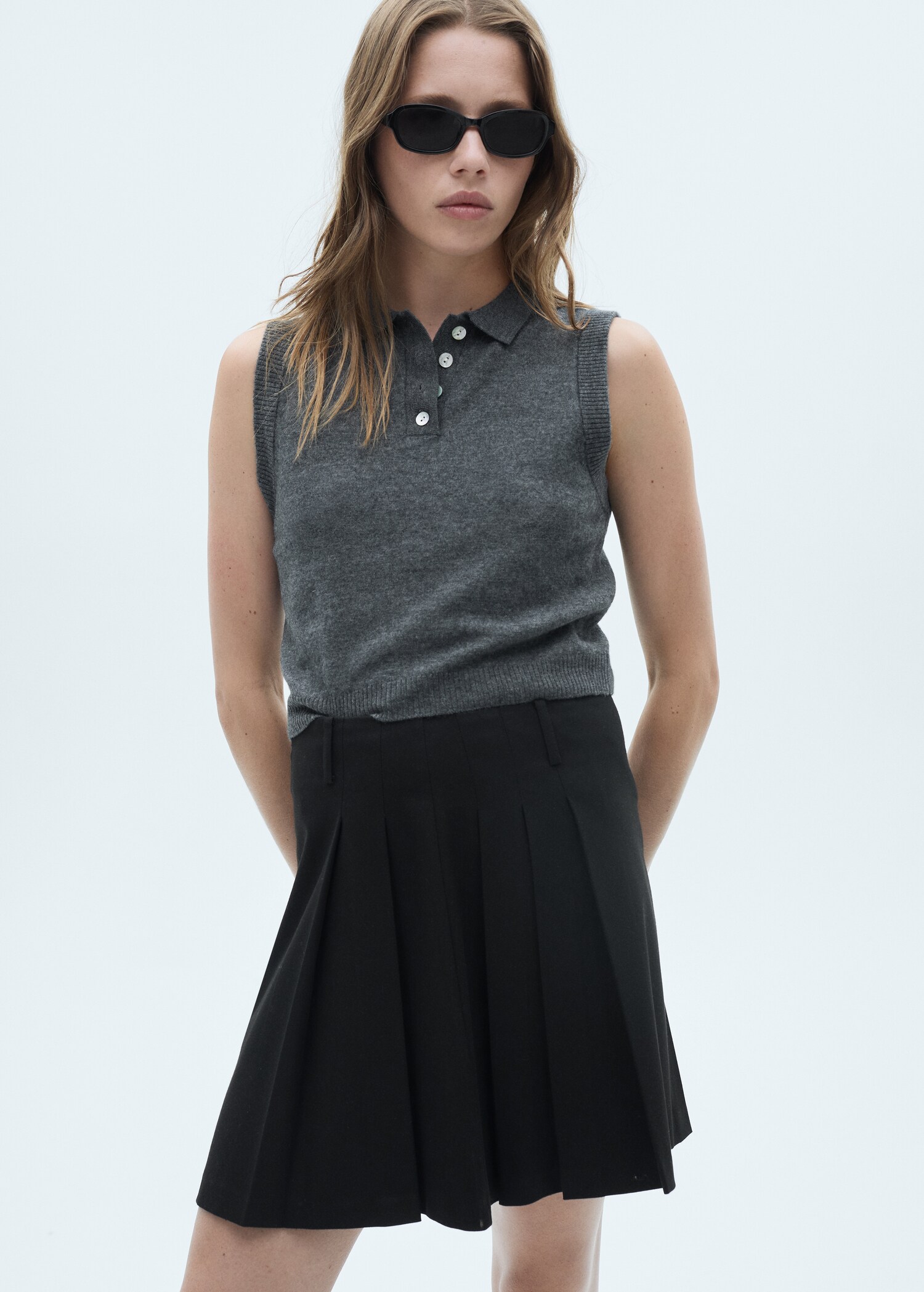 Pinstriped pleated skirt - Medium plane