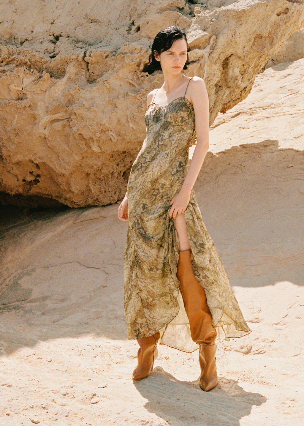 Mango red snake print dress deals