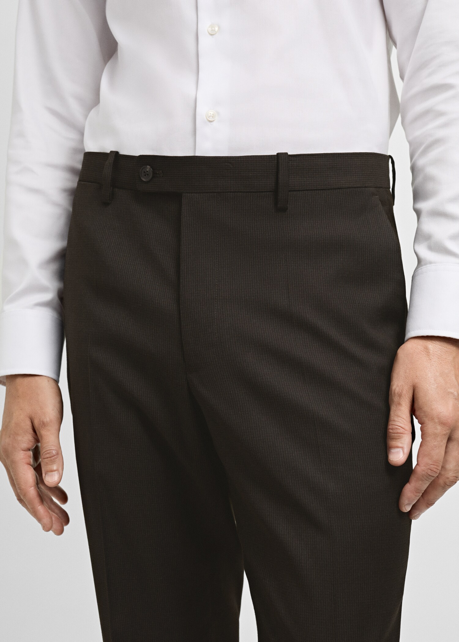 Stretch-fabric slim-fit suit trousers - Details of the article 1