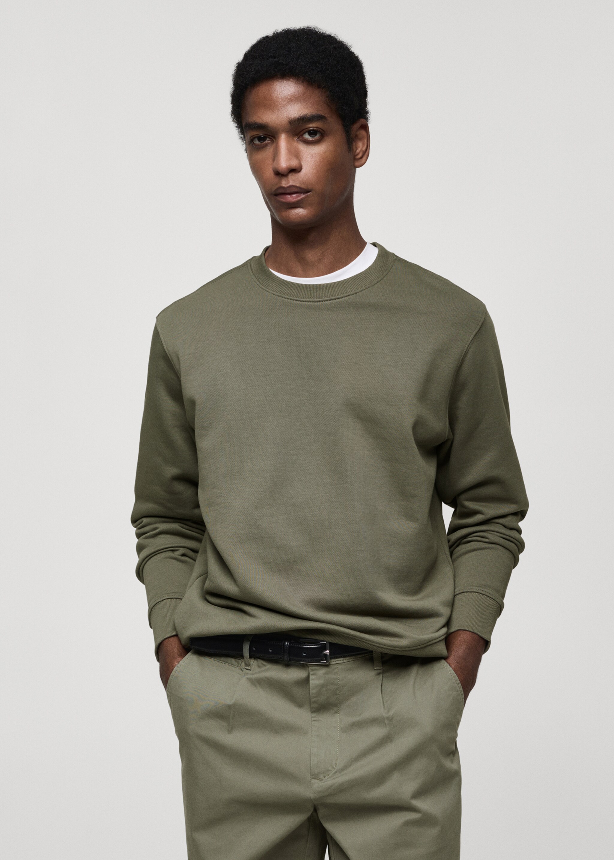 100% cotton regular-fit sweatshirt - Medium plane, Medium Green. Ref: 77065150-00.
