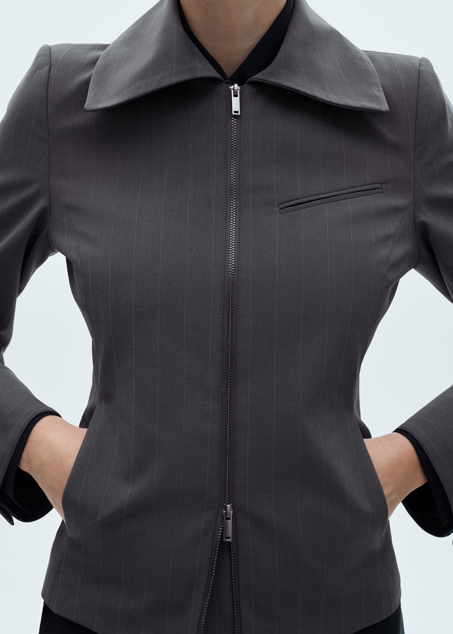 Striped jacket with double zip - Medium plane