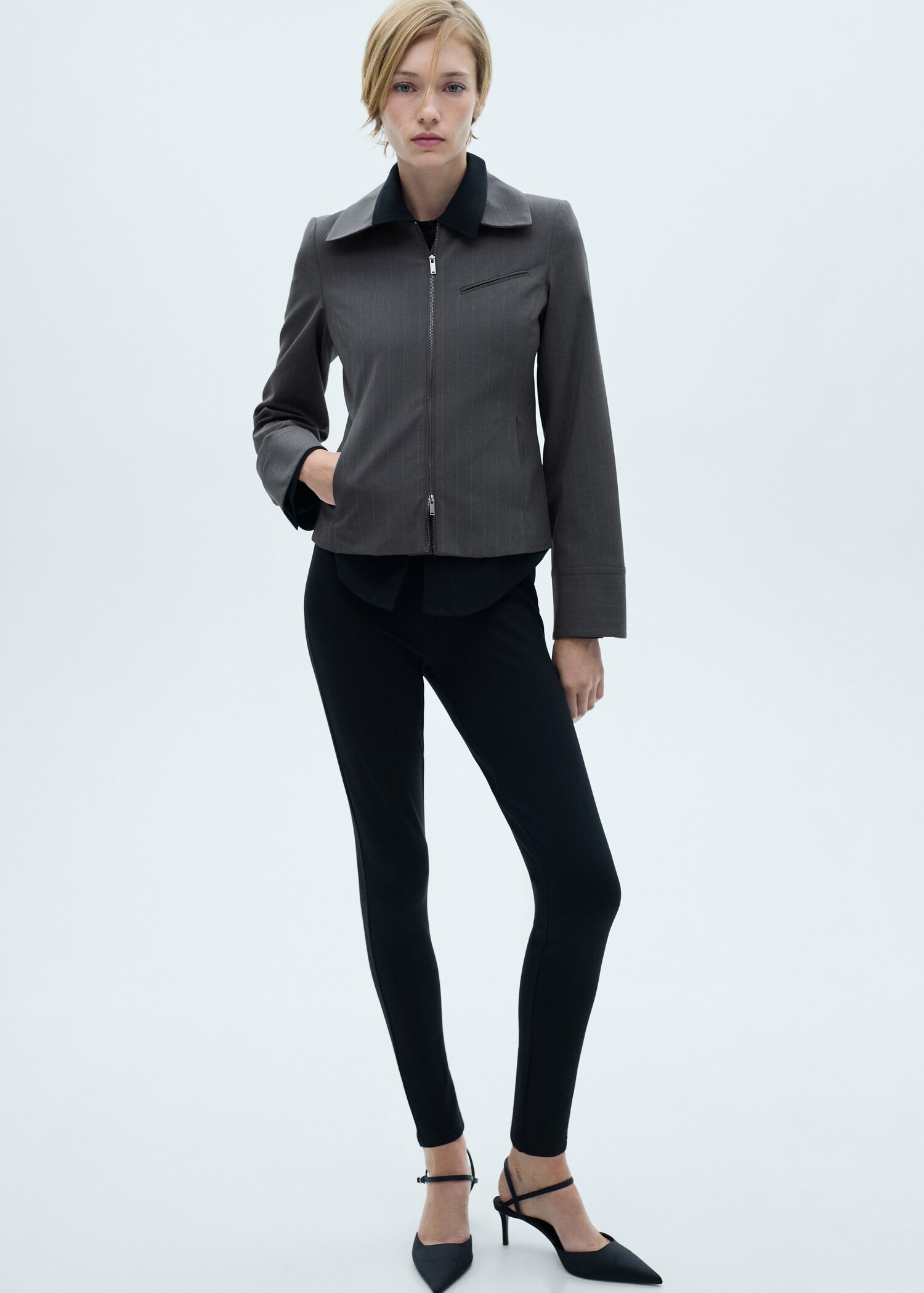 Striped jacket with double zip - Details of the article 2