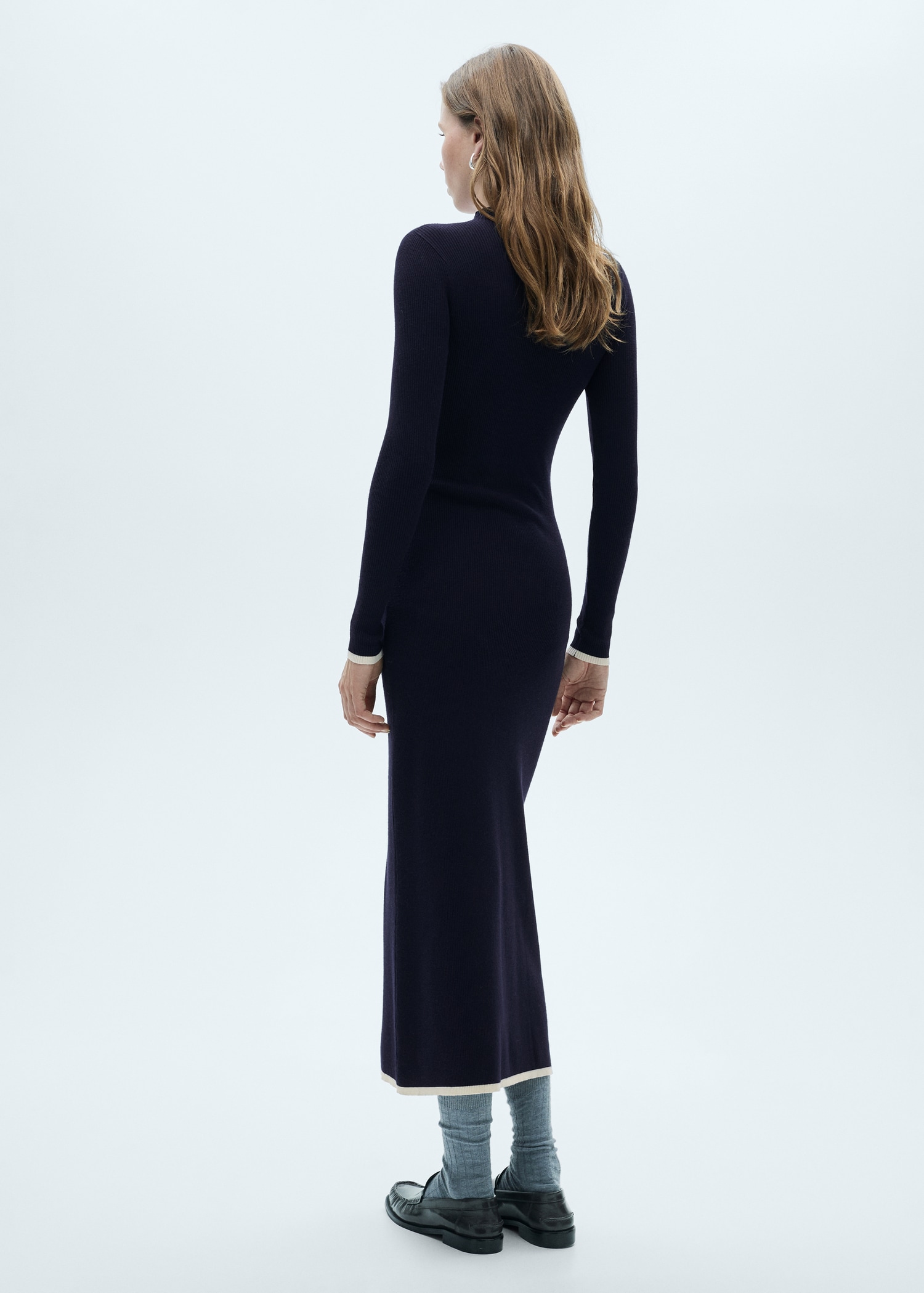 Knitted dress with contrasting trims - Reverse of the article