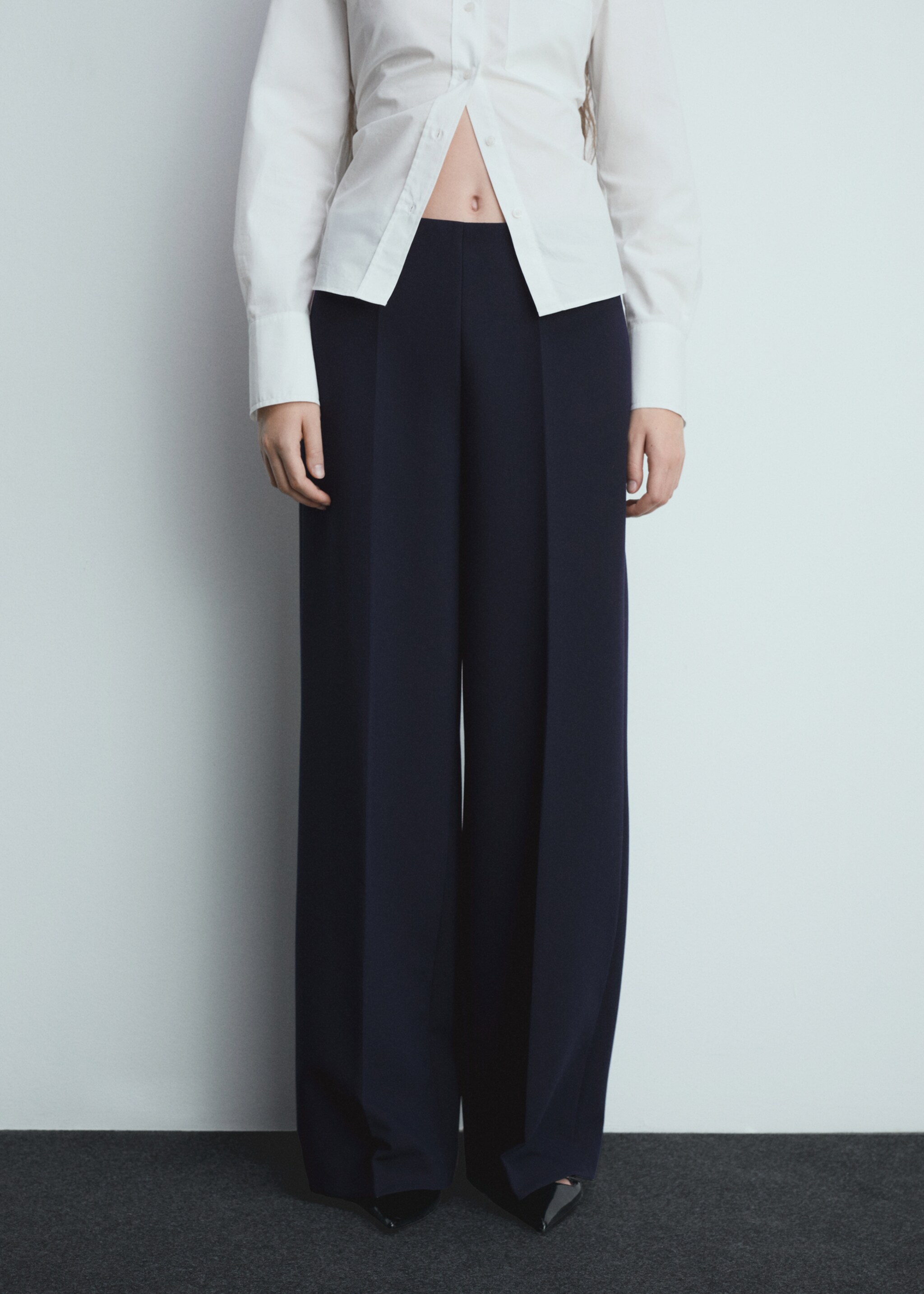 Wideleg pleated trousers - Medium plane