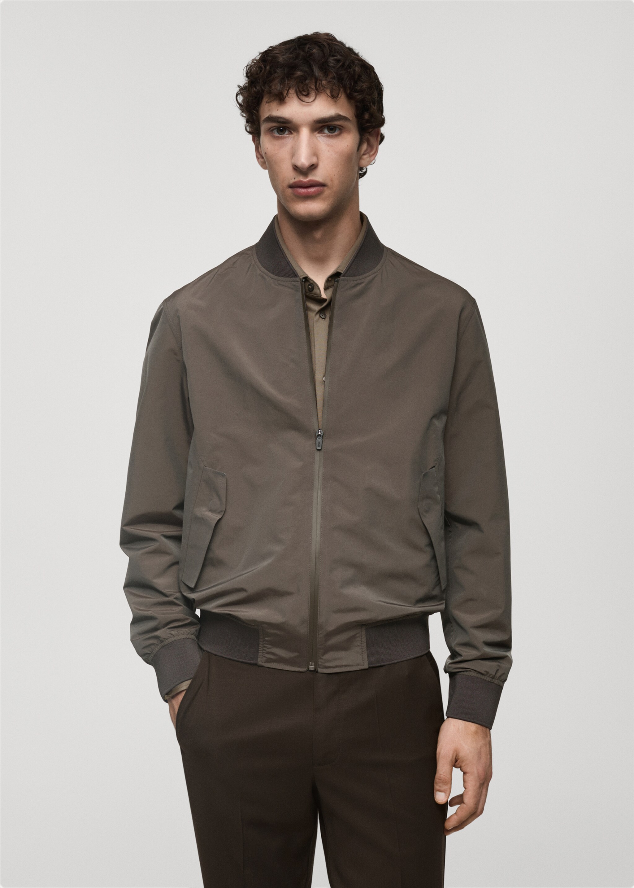 Bomber jacket in waterproof technical fabric - Medium plane