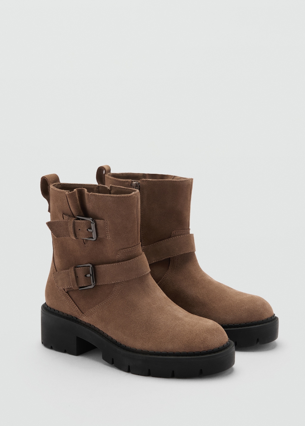 Suede boots with buckles sales