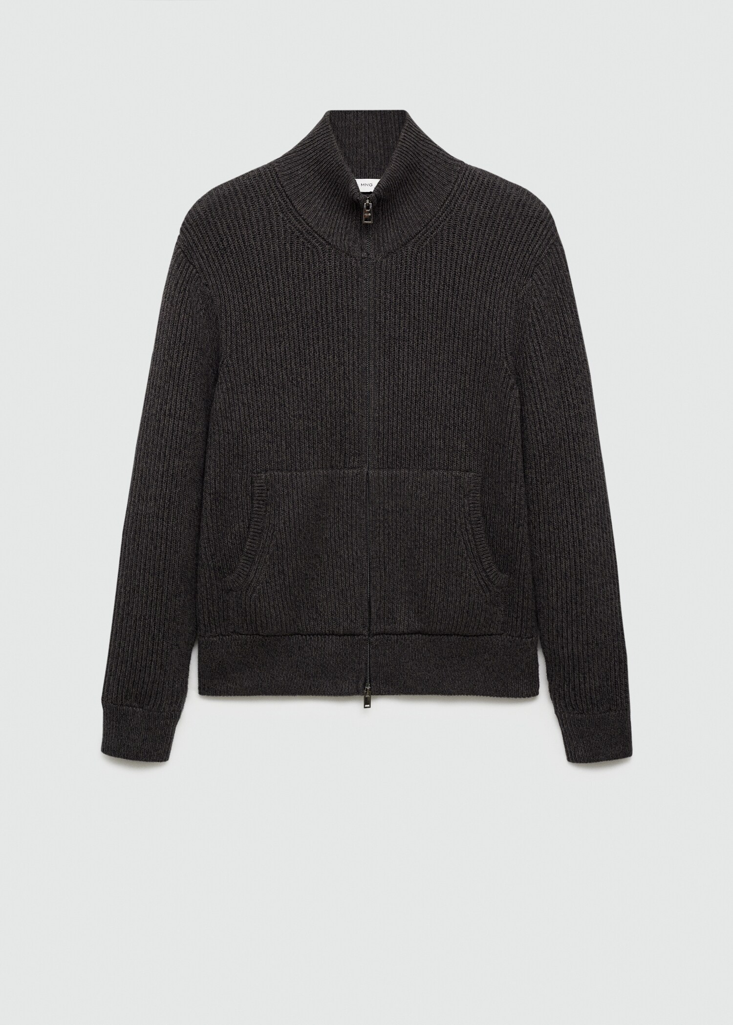 Chunky-knit ribbed sweater with zip - Article without model