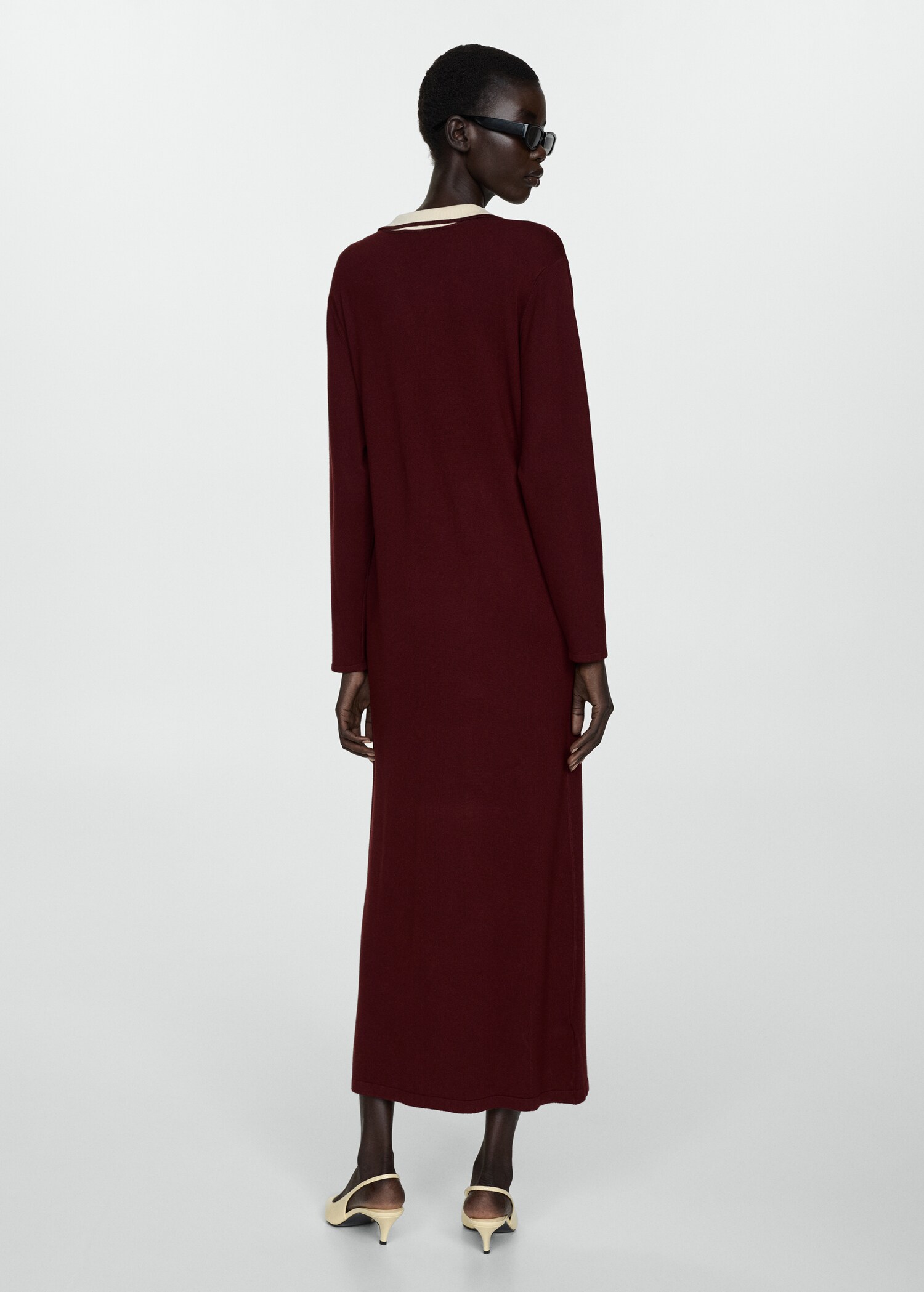 Contrast collar knit dress - Reverse of the article