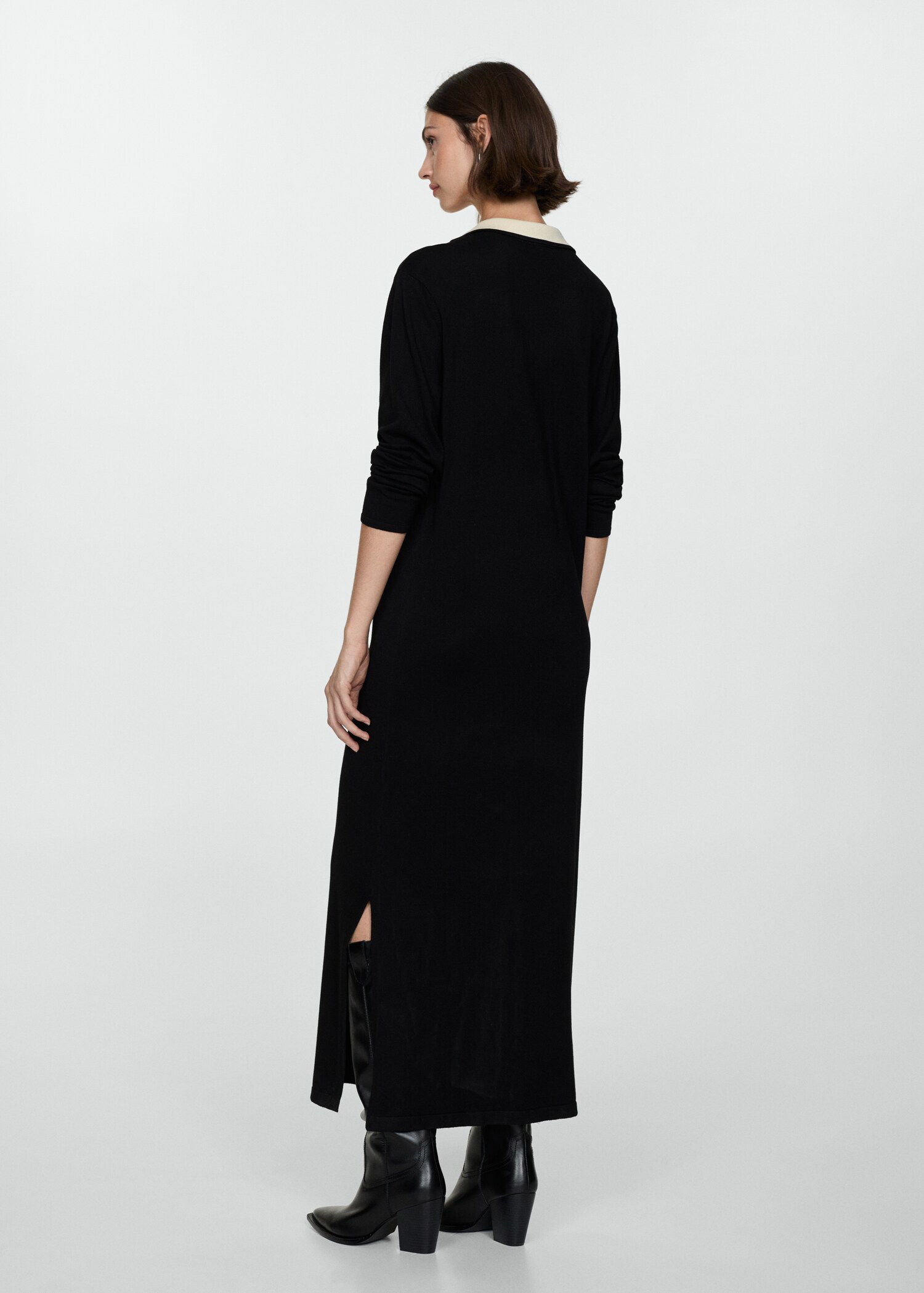 Contrast collar knit dress - Reverse of the article