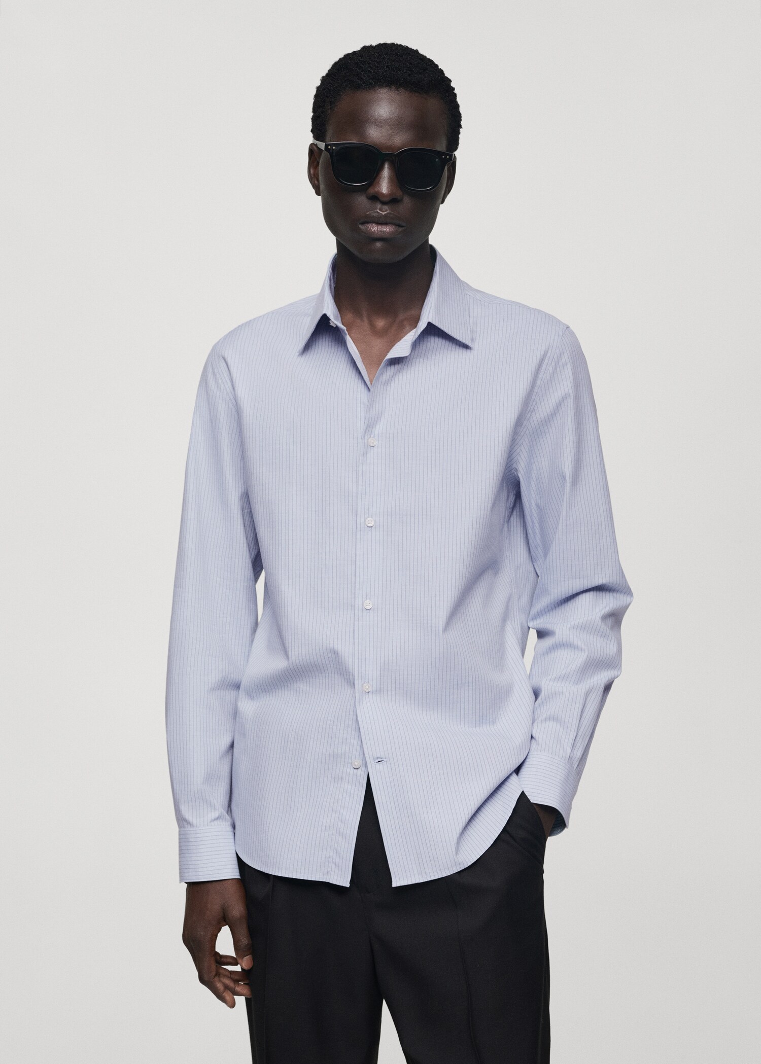 Slim-fit cotton pinstripe shirt - Medium plane