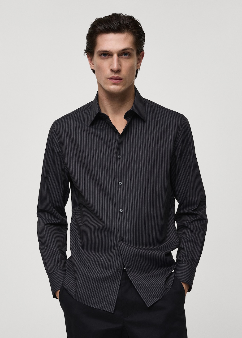 Slim fit cotton pinstripe shirt Men MANGO Cambodia
