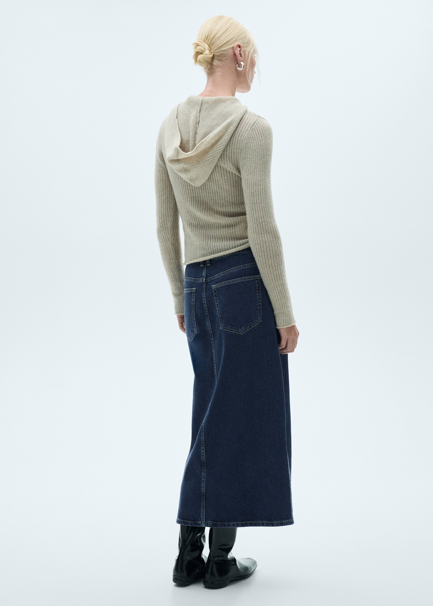 Denim midi-skirt - Reverse of the article