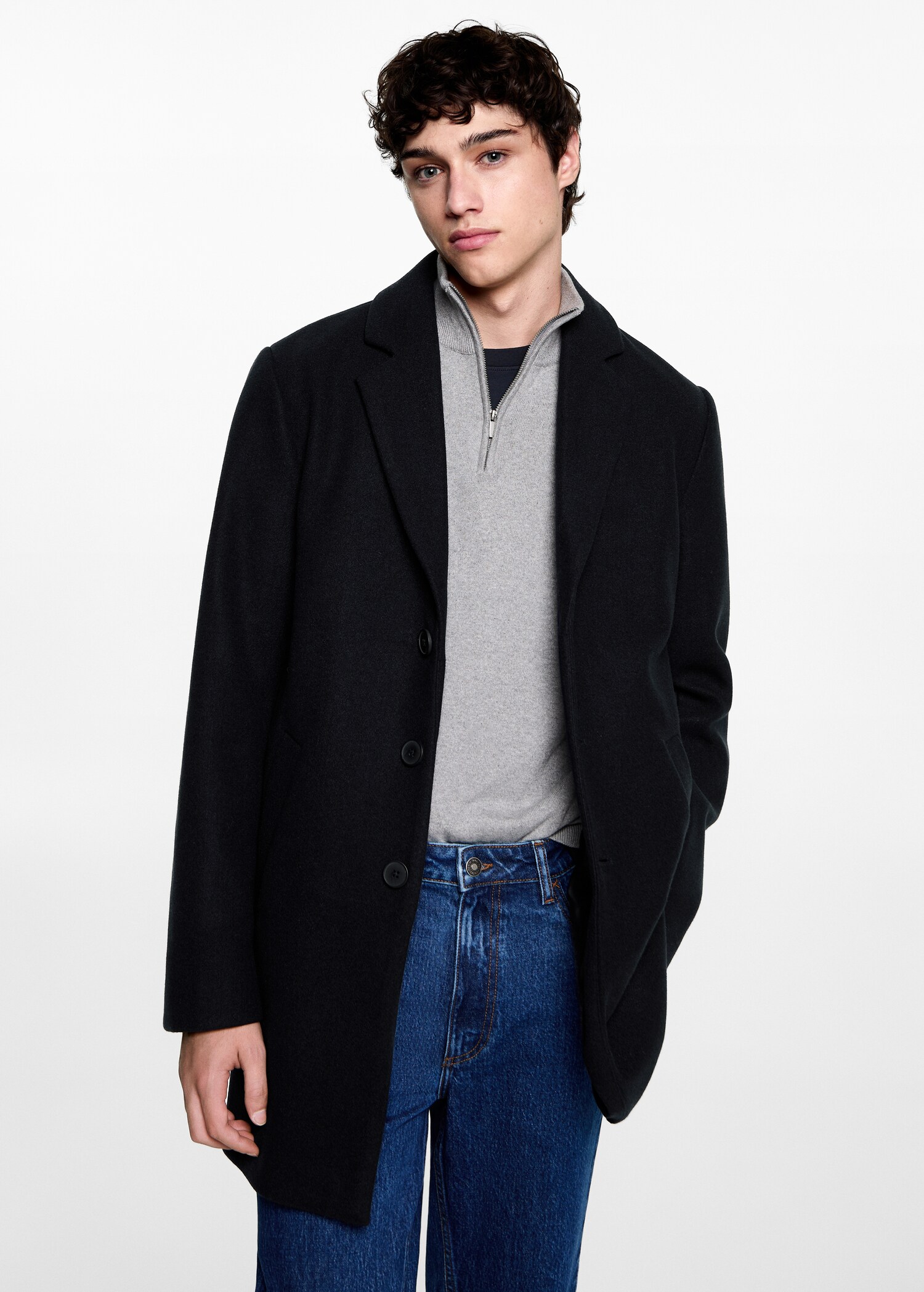 Long straight-fit coat - Plan moyen