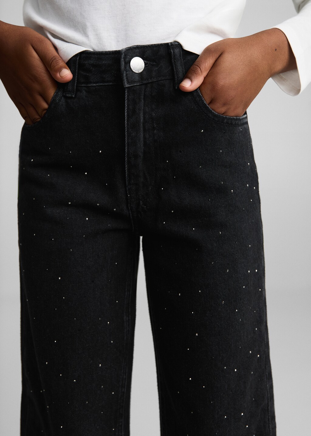 Straight jeans with rhinestone detail - Kids | MANGO USA Straight jeans with rhinestone detail - Kids | MANGO USA