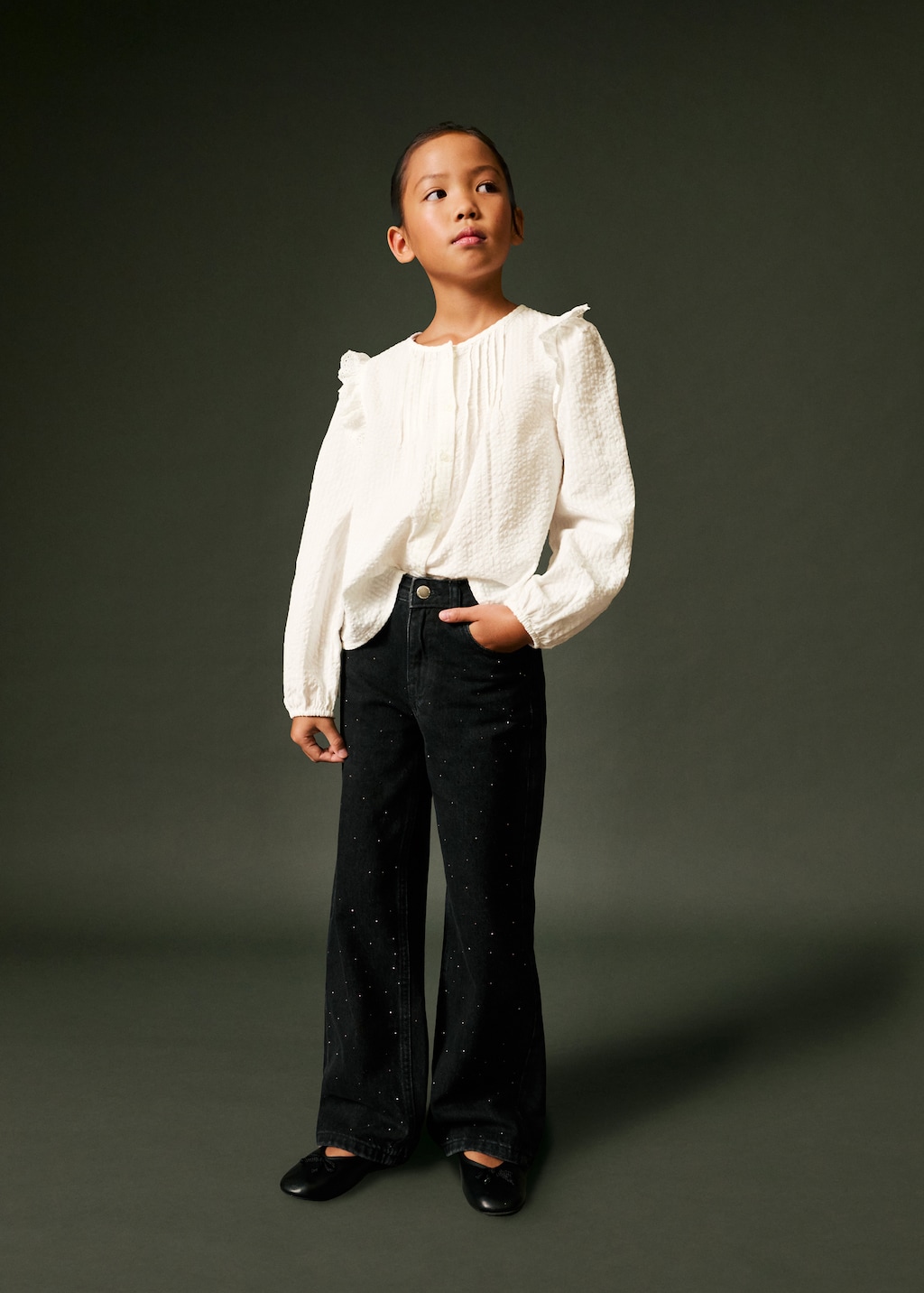 Straight jeans with rhinestone detail - Kids | MANGO USA Straight jeans with rhinestone detail - Kids | MANGO USA