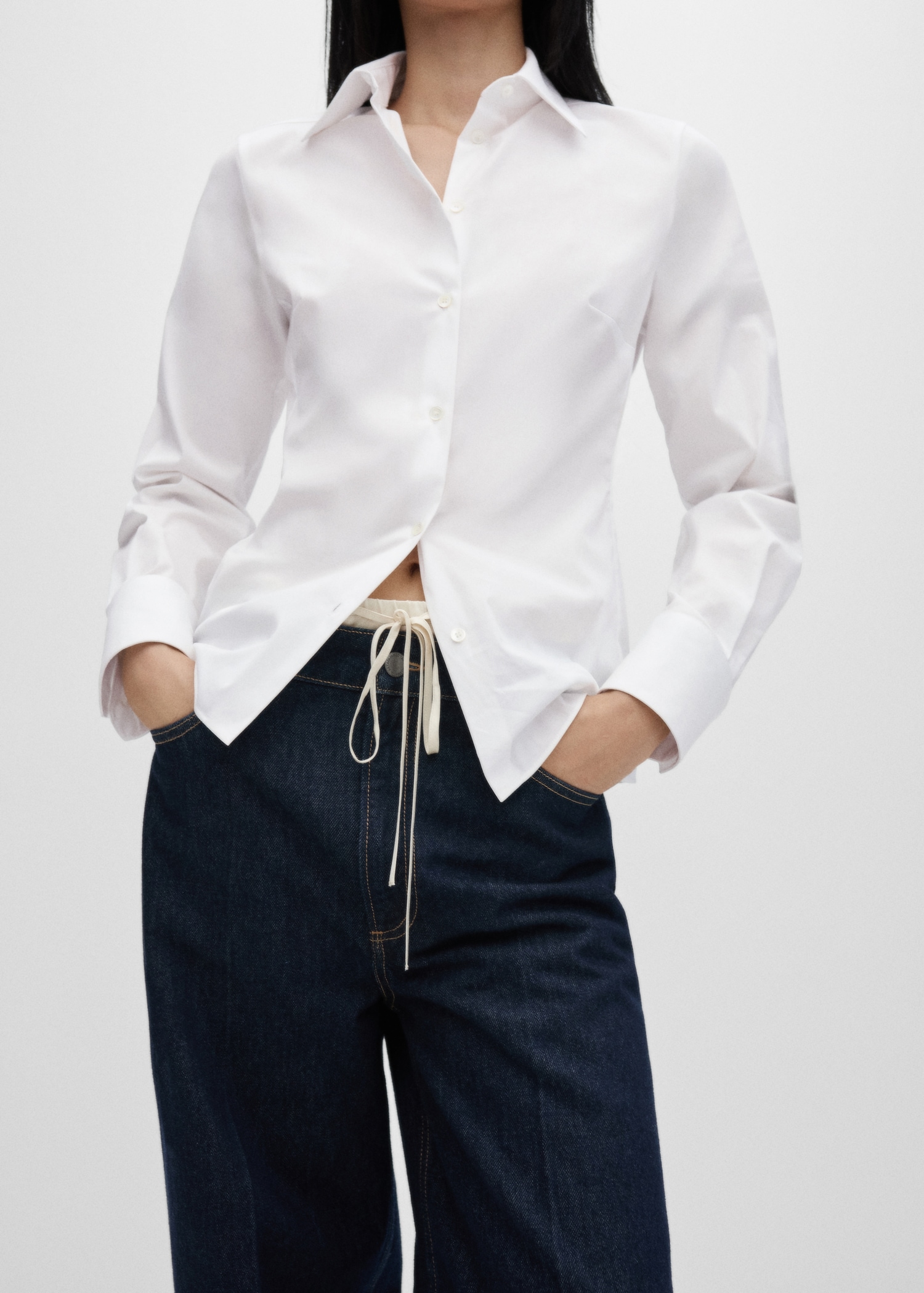 Slim-fit poplin shirt - Medium plane