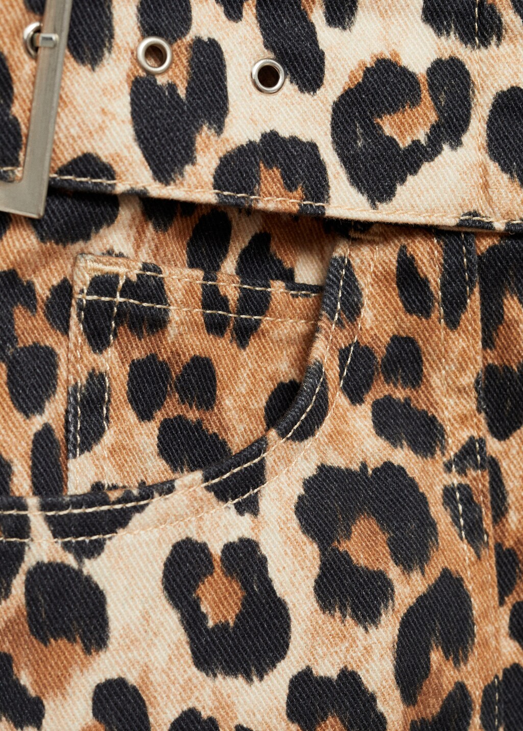 MANGO Leopard print denim mini skirt beige 8 Woman