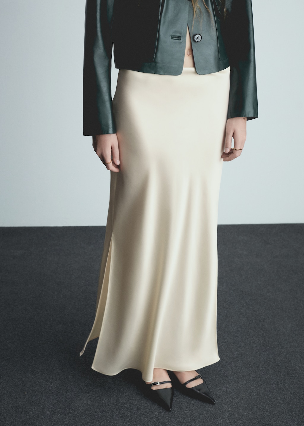 Long silk skirt hotsell