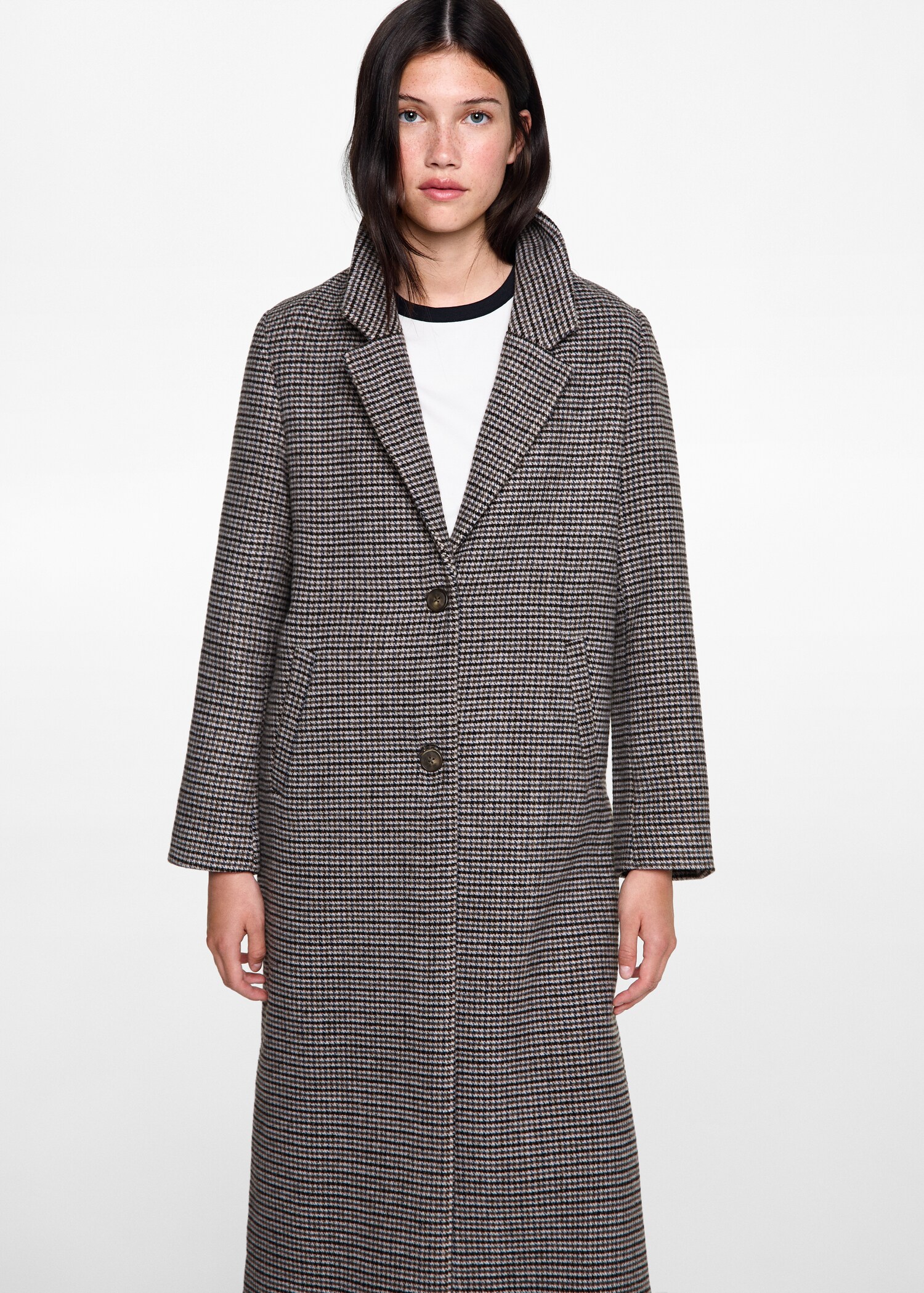 Houndstooth wool-blend coat - Medium plane